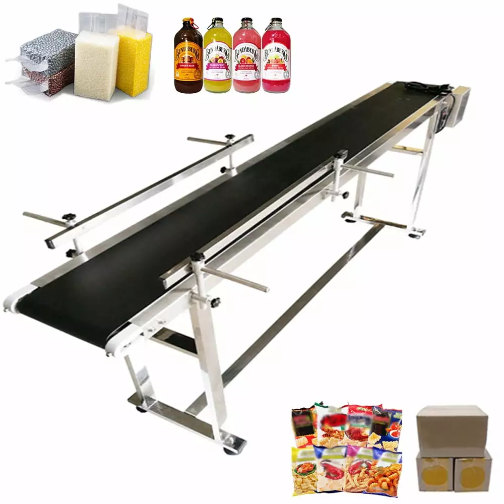 TECHTONGDA Belt Conveyor 70.8*7.8 Black PVC Belt Conveyor Systems With Double Guardrail