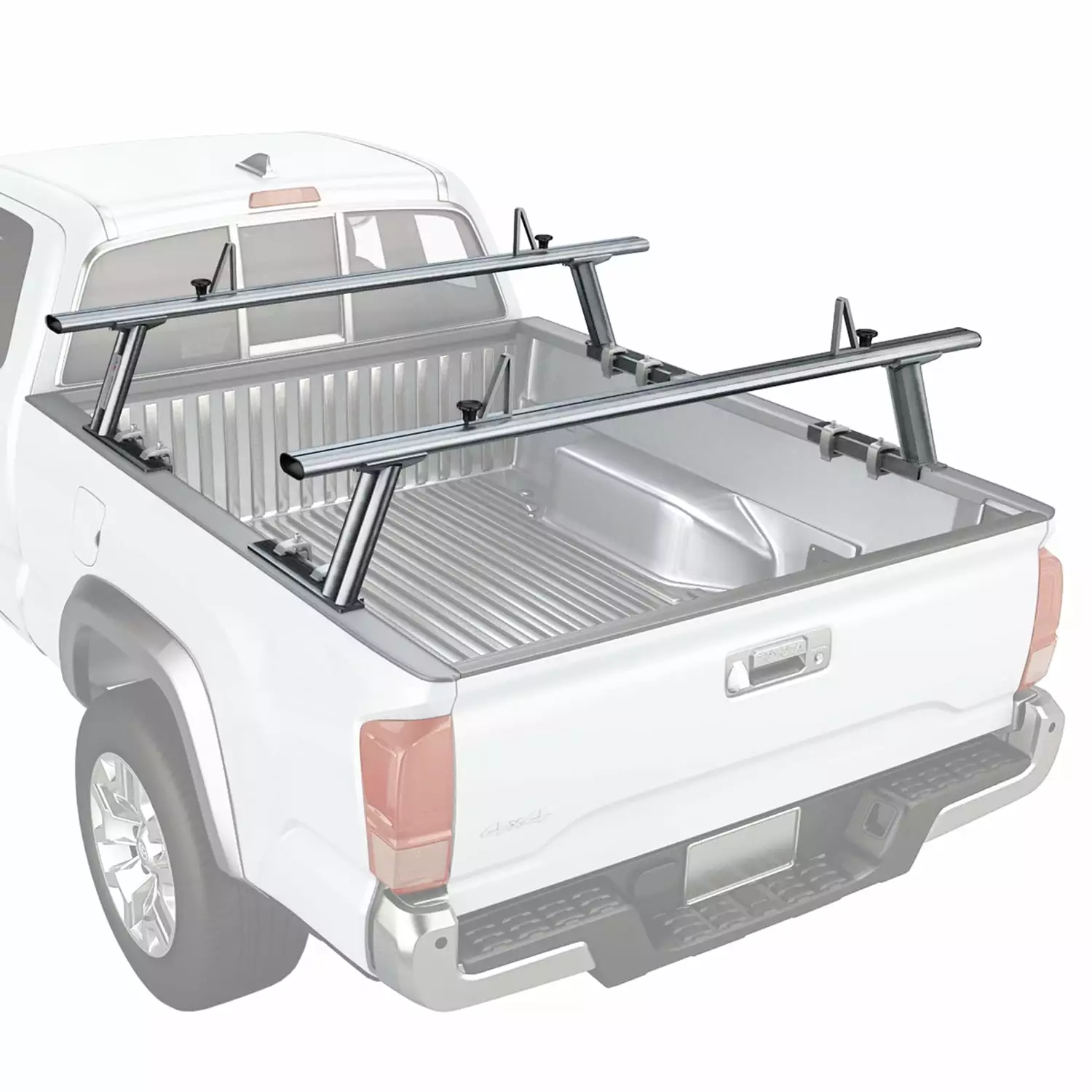 AA-Racks Model APX2502-SLV Low-Profile Utility Aluminum Pick-Up Truck Ladder Rack with Load Stops