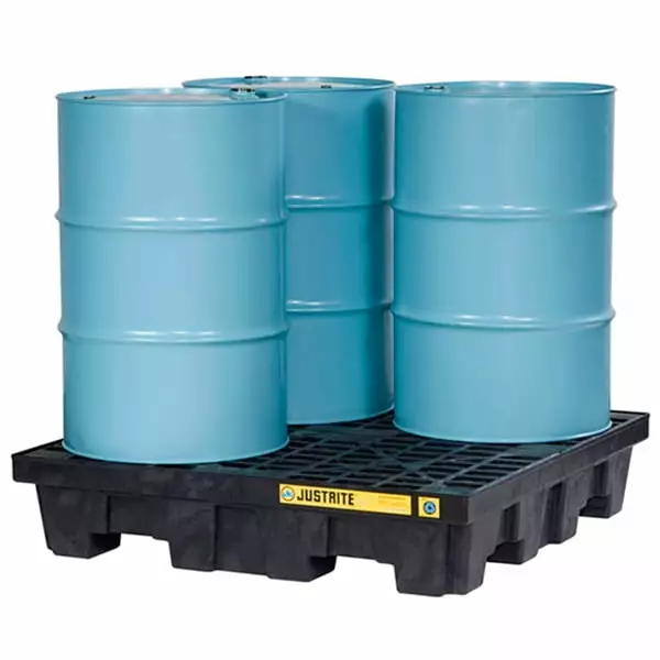 Justrite EcoPolyBlend Spill Control Pallet. 4-Drum. 73 gal Sump Capacity. Black (1 Unit)