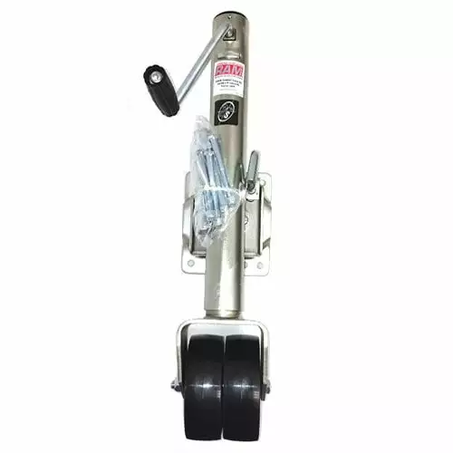 1.500 lbs. Capacity RAM sidewind Bolt-on Swivel Trailer Jack zinc Coated with Dual 6 casters.