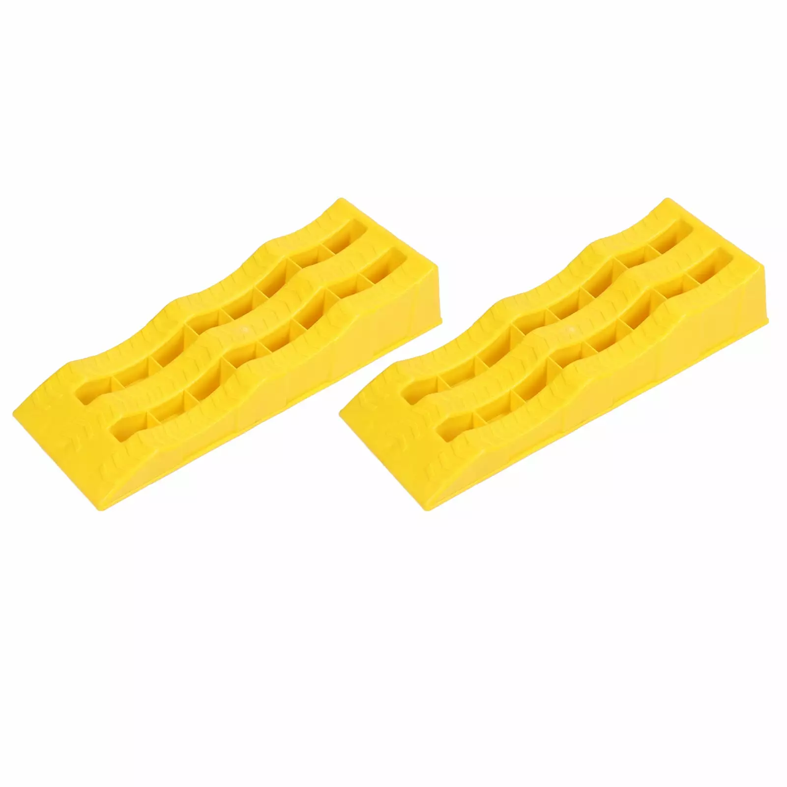 1 Pair RV Leveling Ramps 3 Stage Yellow Trailer Camper Wheel Chocks for Stabilizing Uneven Ground and Parking camper must haves rv accessories for inside