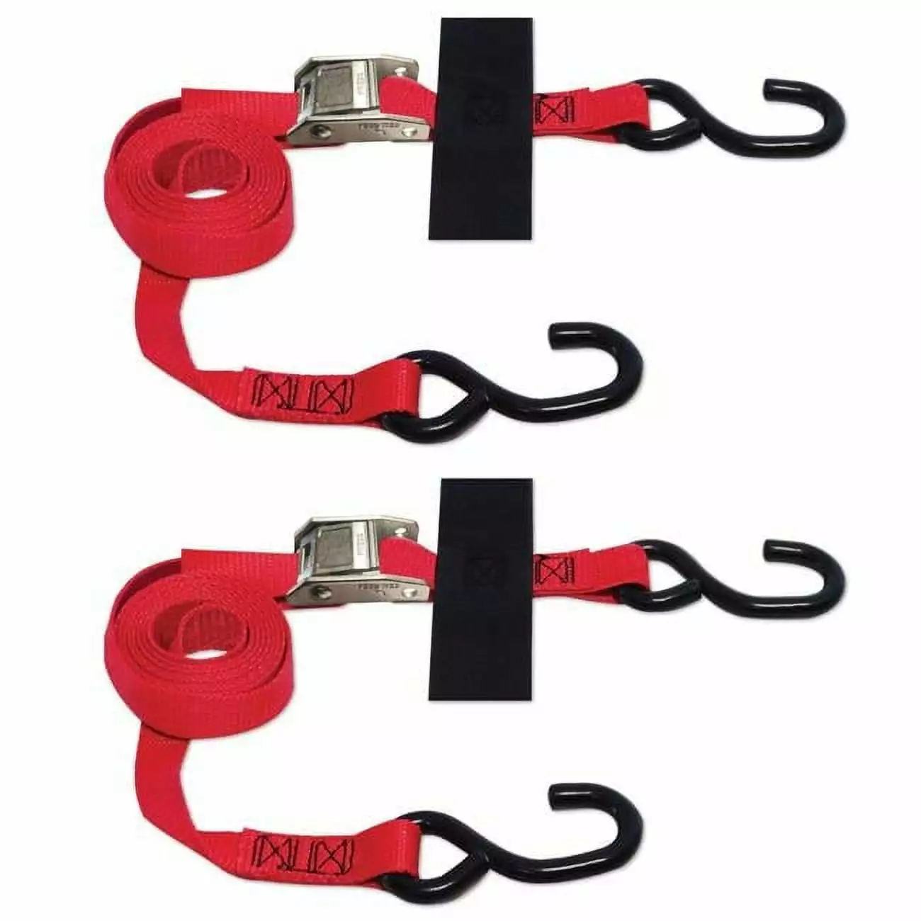 1 in. x 8 ft. S-Hook Cam Strap with Hook & Loop Storage Fastener - Pack of 2