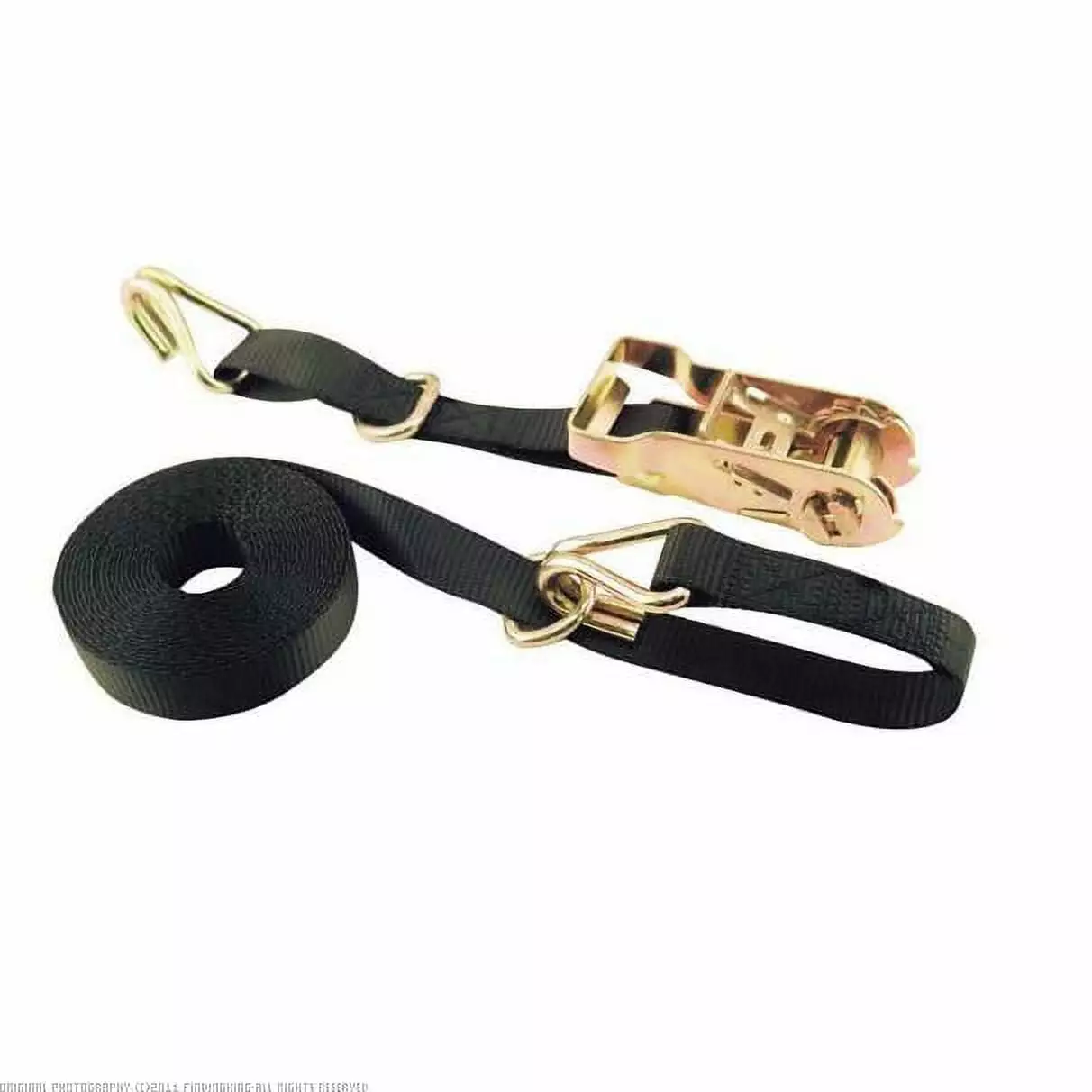 1 x 15' Ratchet Strap Tie Down with Floating D Ring 3000 lb Black Retail Package