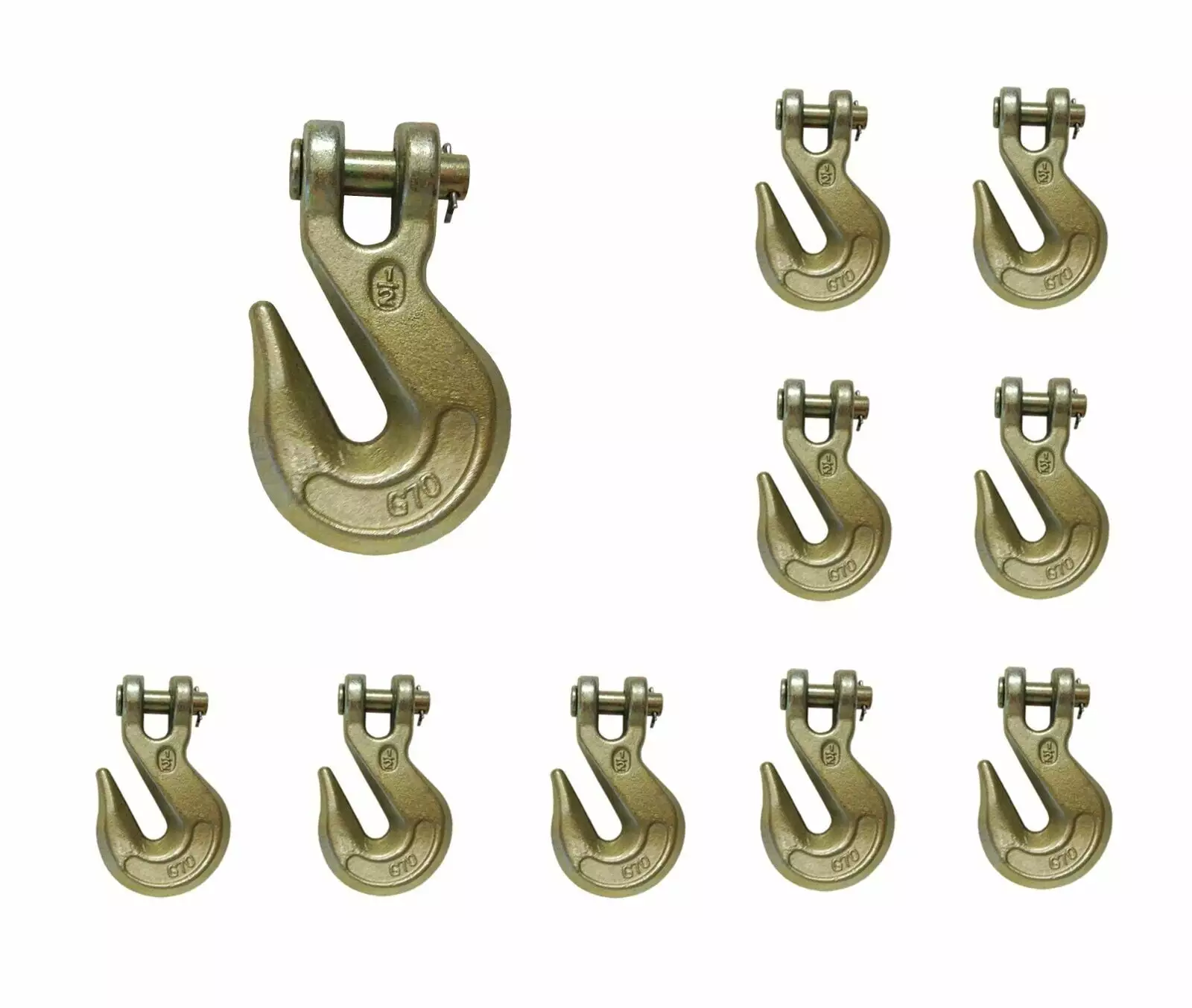 10 Pack Heavy Duty G70 1/2 Clevis Grab Hook Flatbed Truck Trailer Transport Tow Chain Hook 11300 lbs WLL