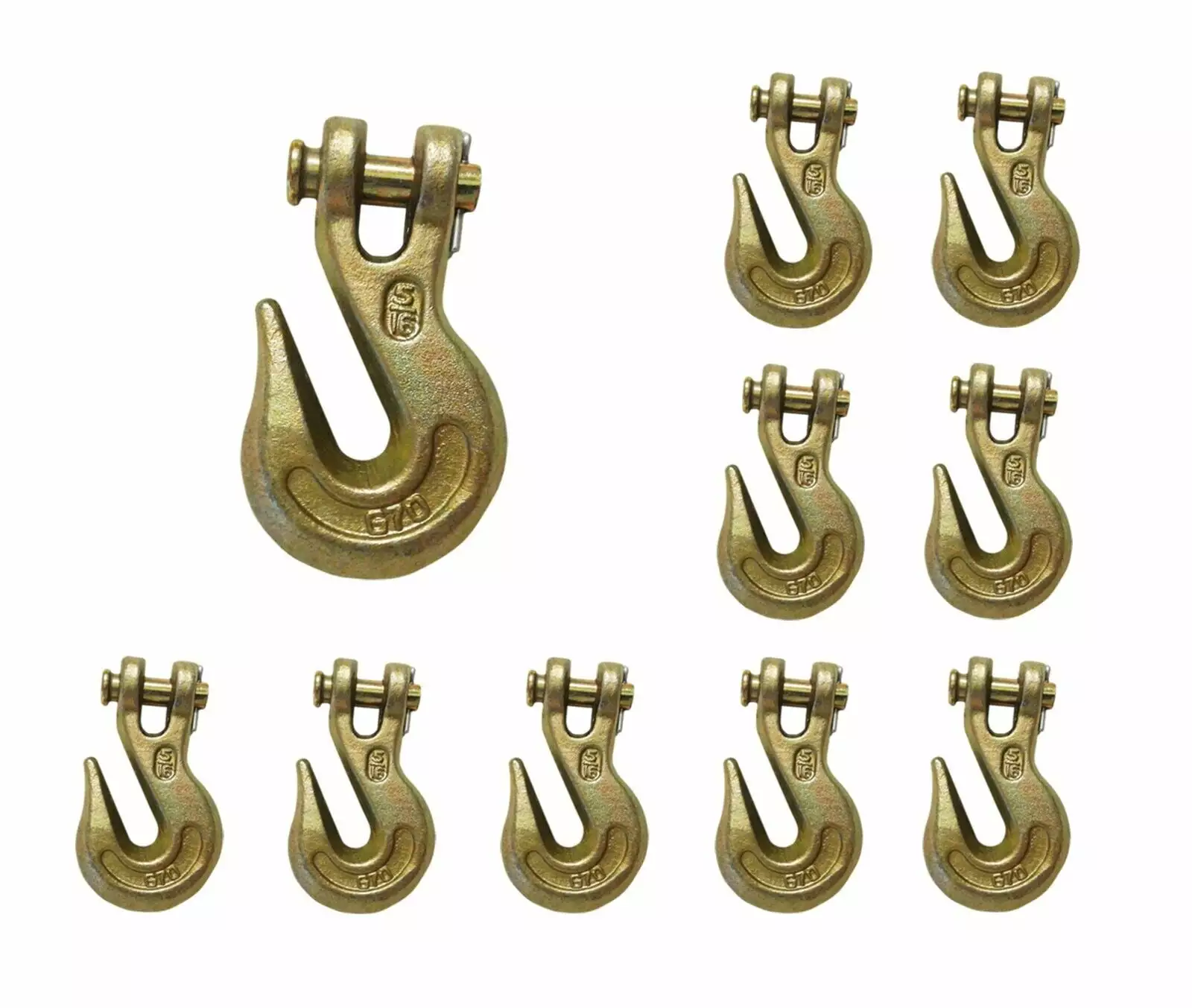 10 Pack Heavy Duty G70 5/16 Clevis Grab Hook Flatbed Truck Trailer Transport Tow Chain Hook 4700 lbs WLL