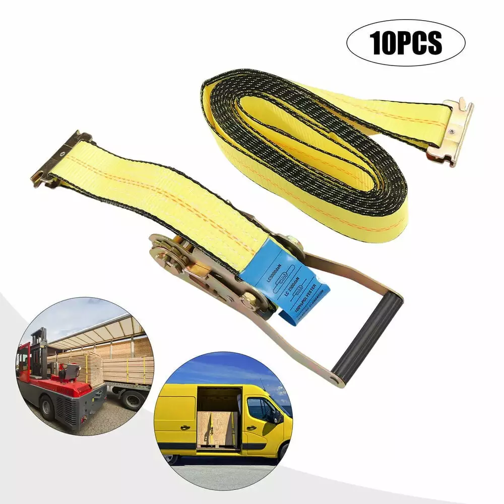 10 Set 15FT Heavy Duty 2 Ratchet Tie Down Straps 11000lbs Flat Hook Cargo Truck