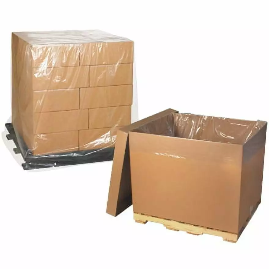 100-Roll Case of Clear Pallet Covers - 54x52x60 Inch - 1 Mil Thickness