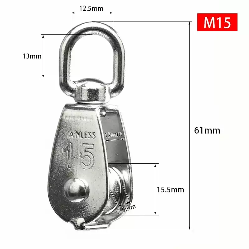 V Type Swivel Pulley 304 Stainless Steel Duplex Bearing Silent Detachable 360 Degree Rotation Heavy Duty Traction Wheel