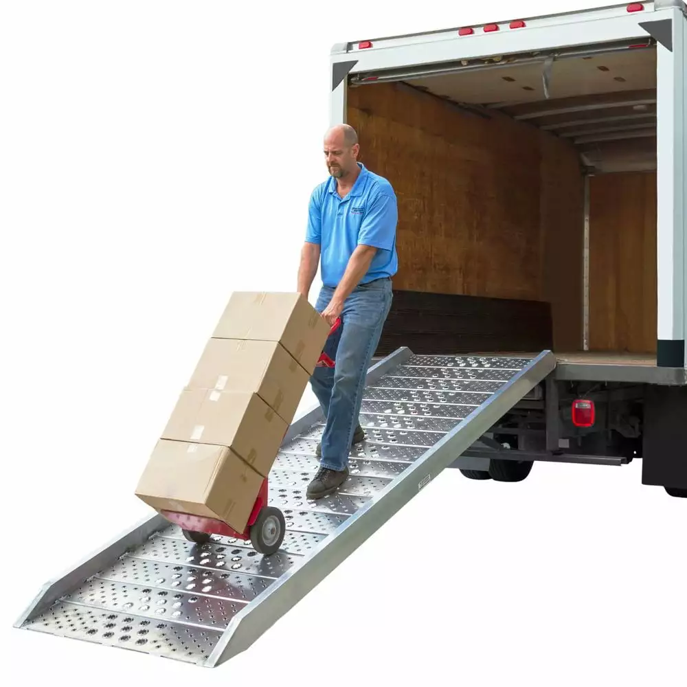 12' Aluminum Box Truck Walk Ramp for 12-36in Load Height