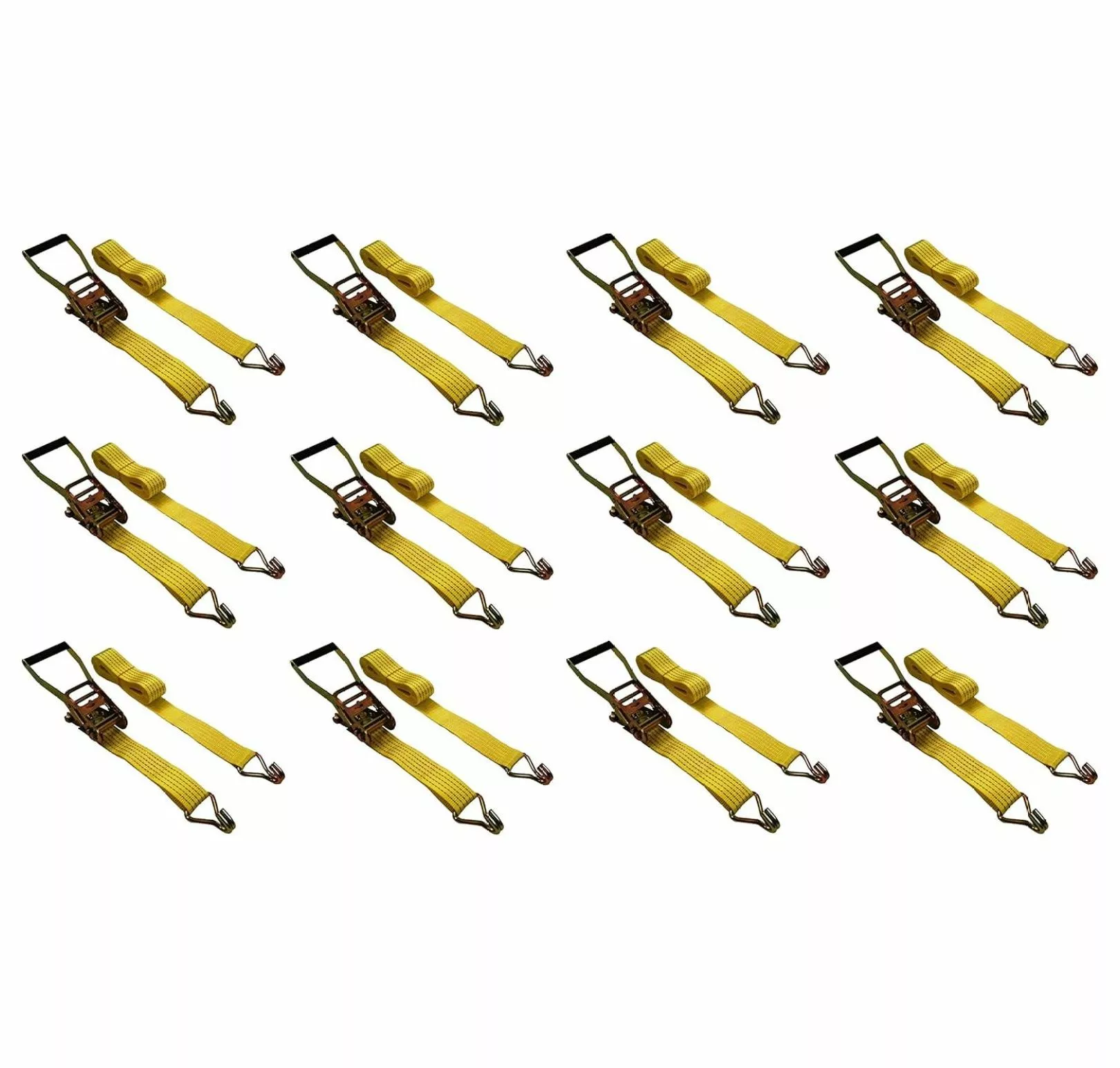 12 Pack 2 x15' Ratchet Strap Tie Down 5000LB J Hook