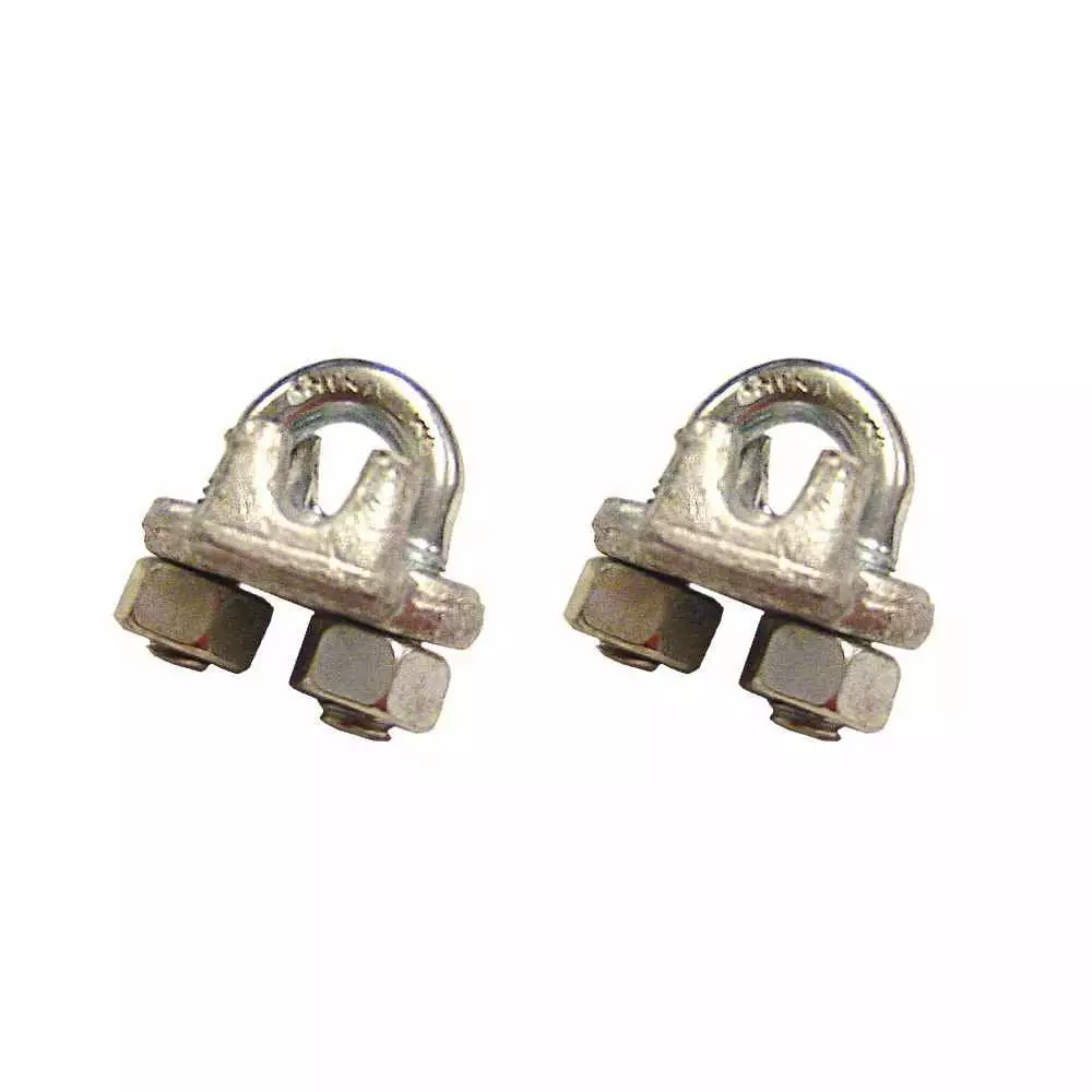 2 Galvanized Drop Forged Wire Rope Clips - 2 Pack