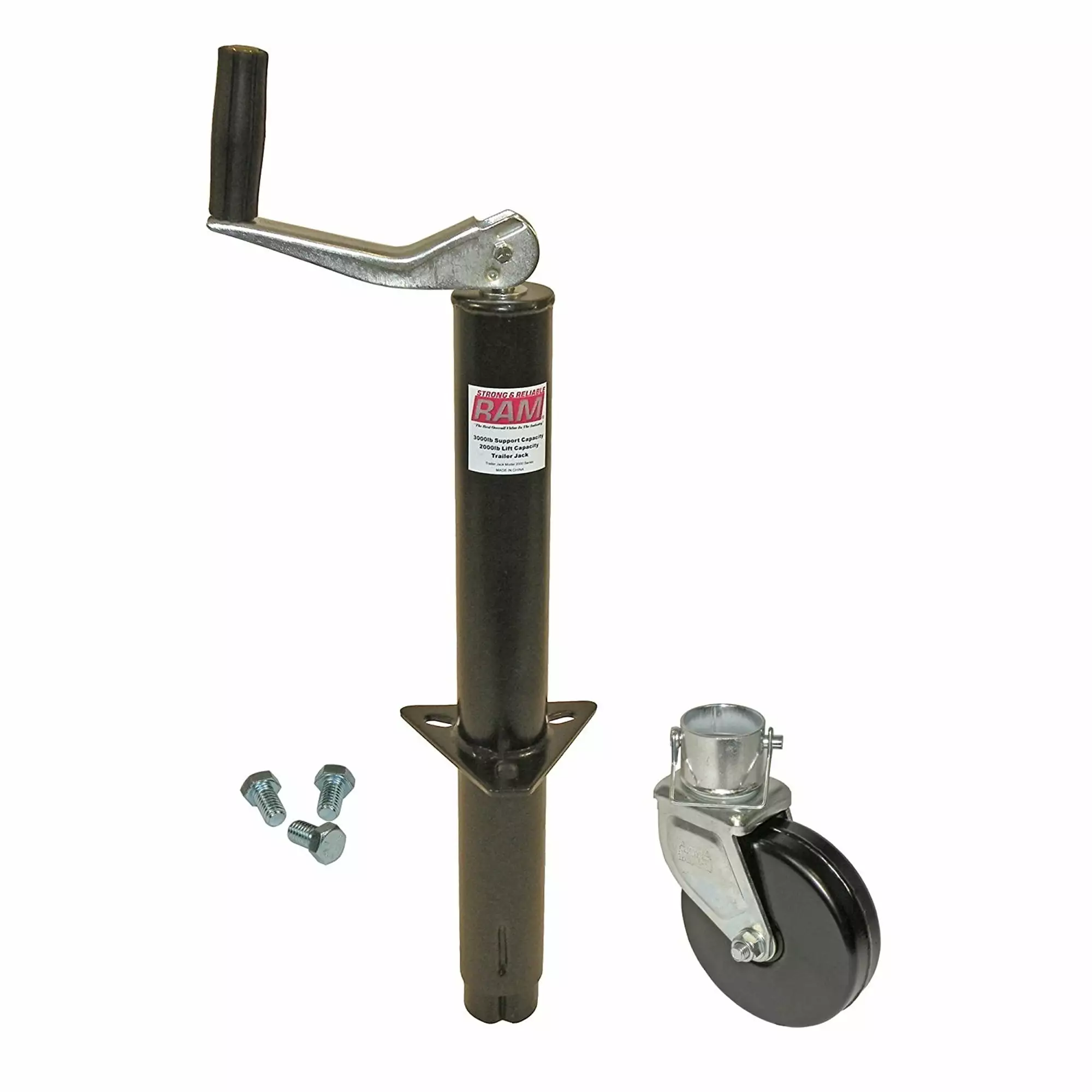 A-Frame Trailer Jack with Steel Wheel and Mounting Hardware