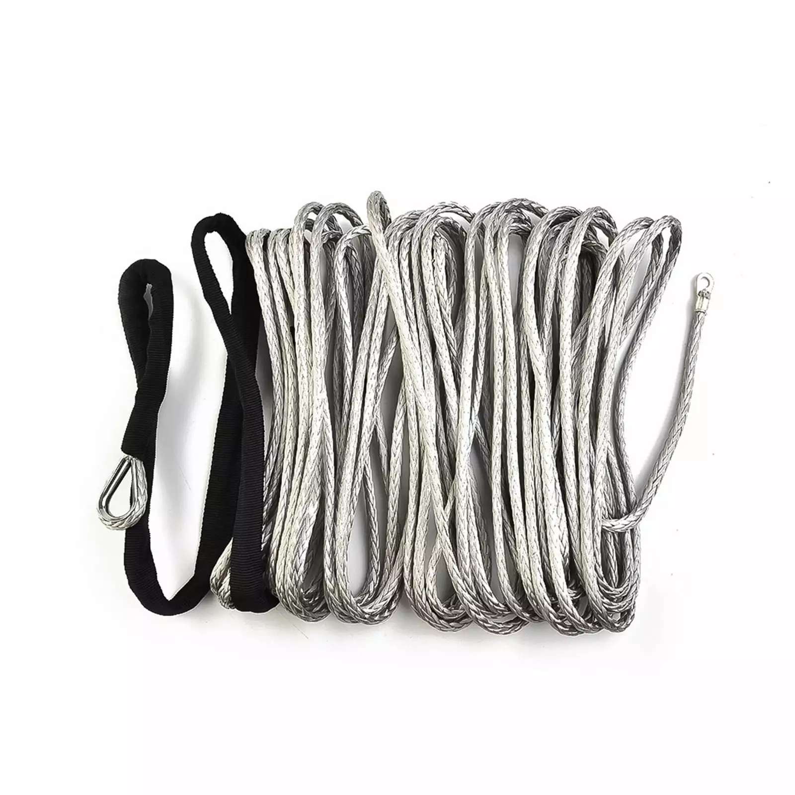 15m 7700 Lbs High Strength Synthetic Winch Line Cable Rope Tow Cord With Sheath Gray Maintenance String For ATV UTV Off-Road .Easier to Carry