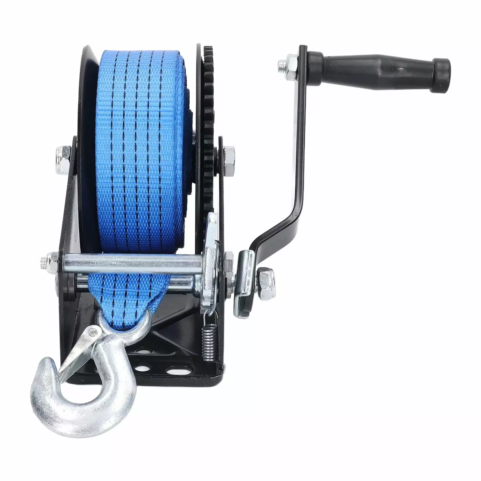 1600lbs Manual Winch With Nylon Strap Heavy Duty Alloy Steel Hand Crank Winch For Industrial Lifting with Excellent Towing Capacity