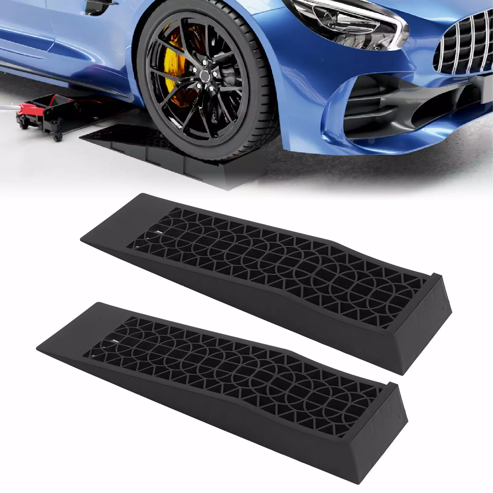 1Pair Car Service Ramps Vehicle Maintenance Tire Ramps Universal For 4400 Lbs Vehicles