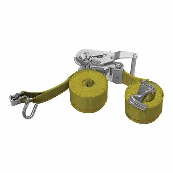 2 E-Track Ratchet Tie Down Strap Assembly With Wire Hook