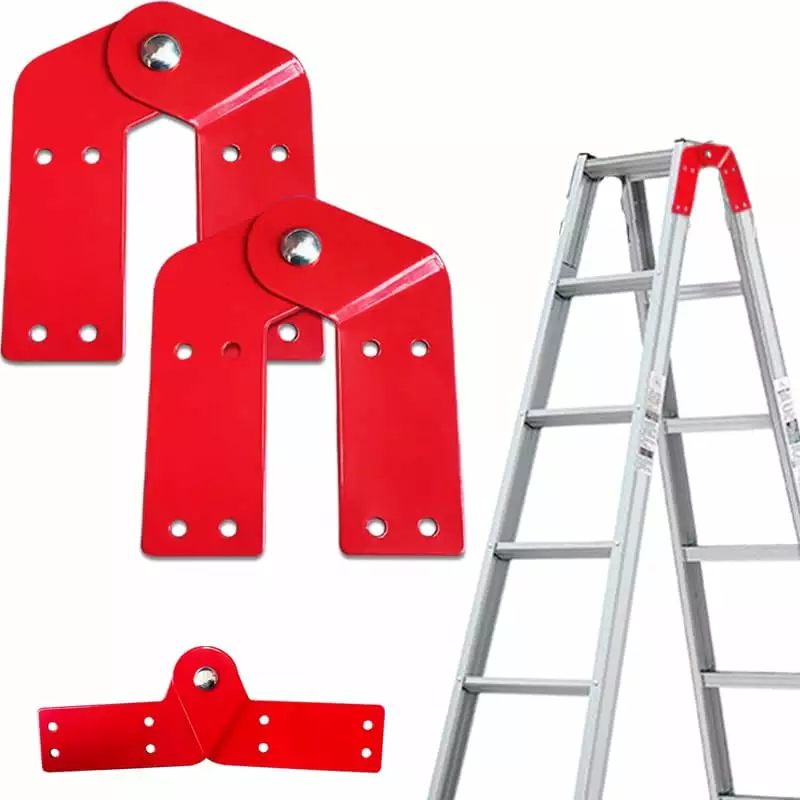 Tandefio 2 Pcs Attic Ladder Hinge Herringbone Ladder Tie Rod with Anti Slip Screws Red Attic Ladder Accessories Step Ladder Hinge Replacement Kit C31