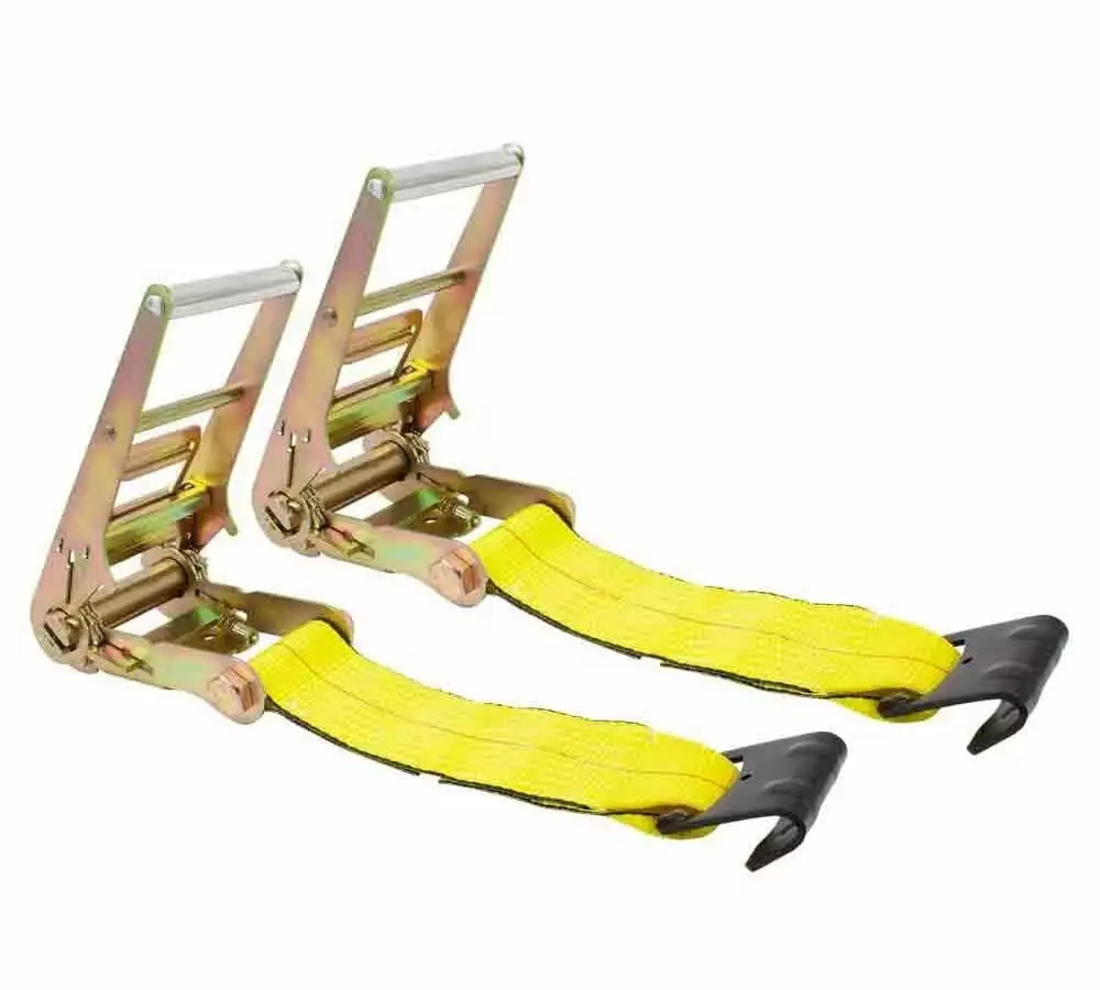 (2 Pack) 5/16- 3/8 Heavy Duty Ratchet Chain Binder w/ 5/16 Grab Hook & 1/2 Slip Hook. 5.400 Lbs WLL - Tie Down Hauling Load Binders for Flatbed Trailers