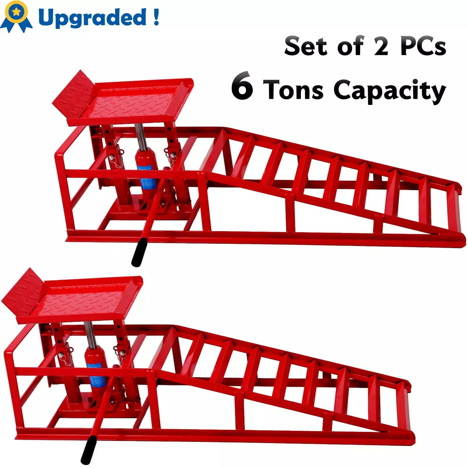 2 Pack 6 Tons Heavy Duty Auto Car Truck Service Hydraulic Lift Vehicle Ramps