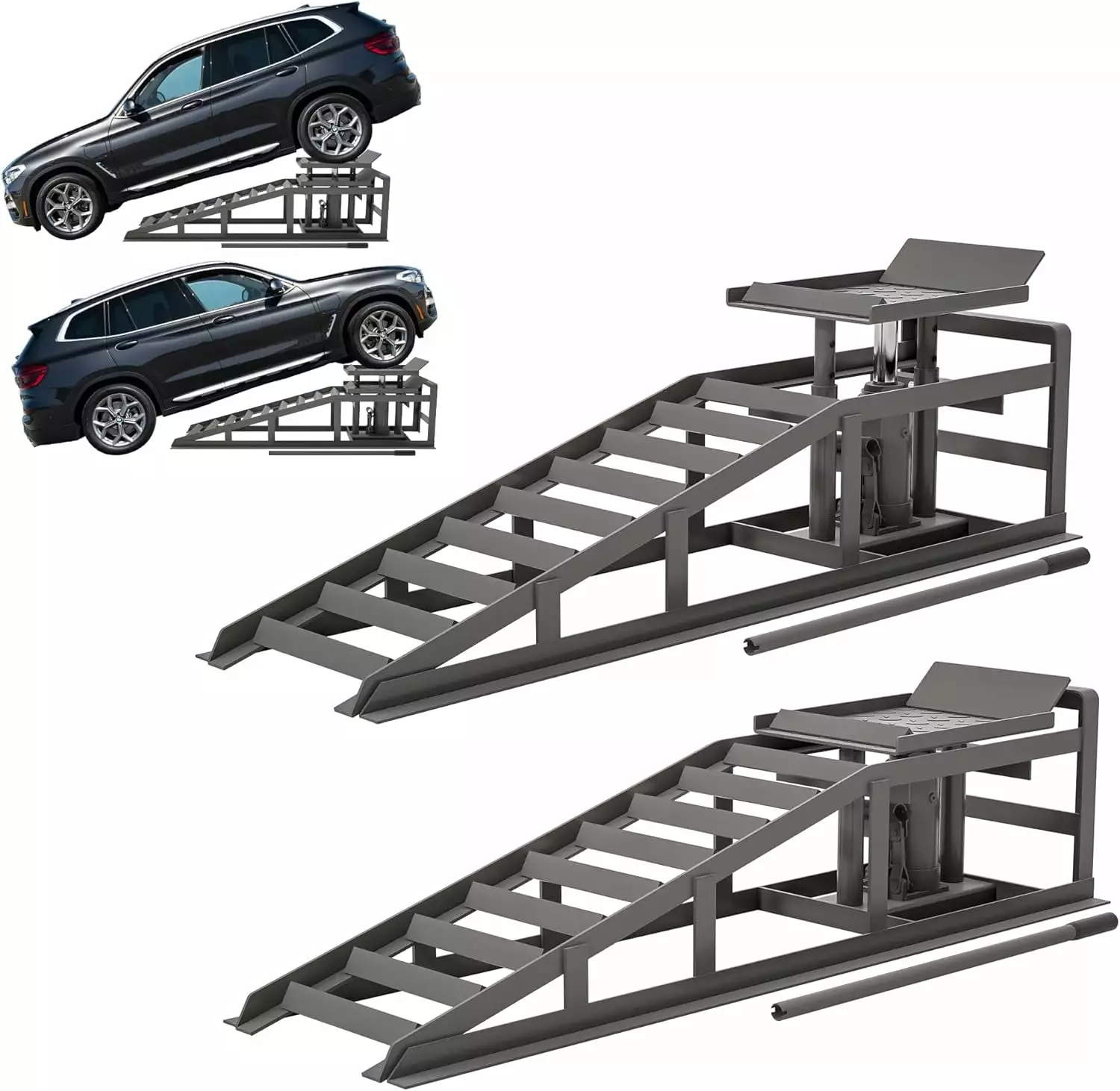 2 Pack Hydraulic Car Ramps 5T 10000lbs Low Profile Car Lift Service Ramps Truck Trailer Garage.Height Hydraulic Vehicle Ramps. Lift Height 11.61-16.21 inches