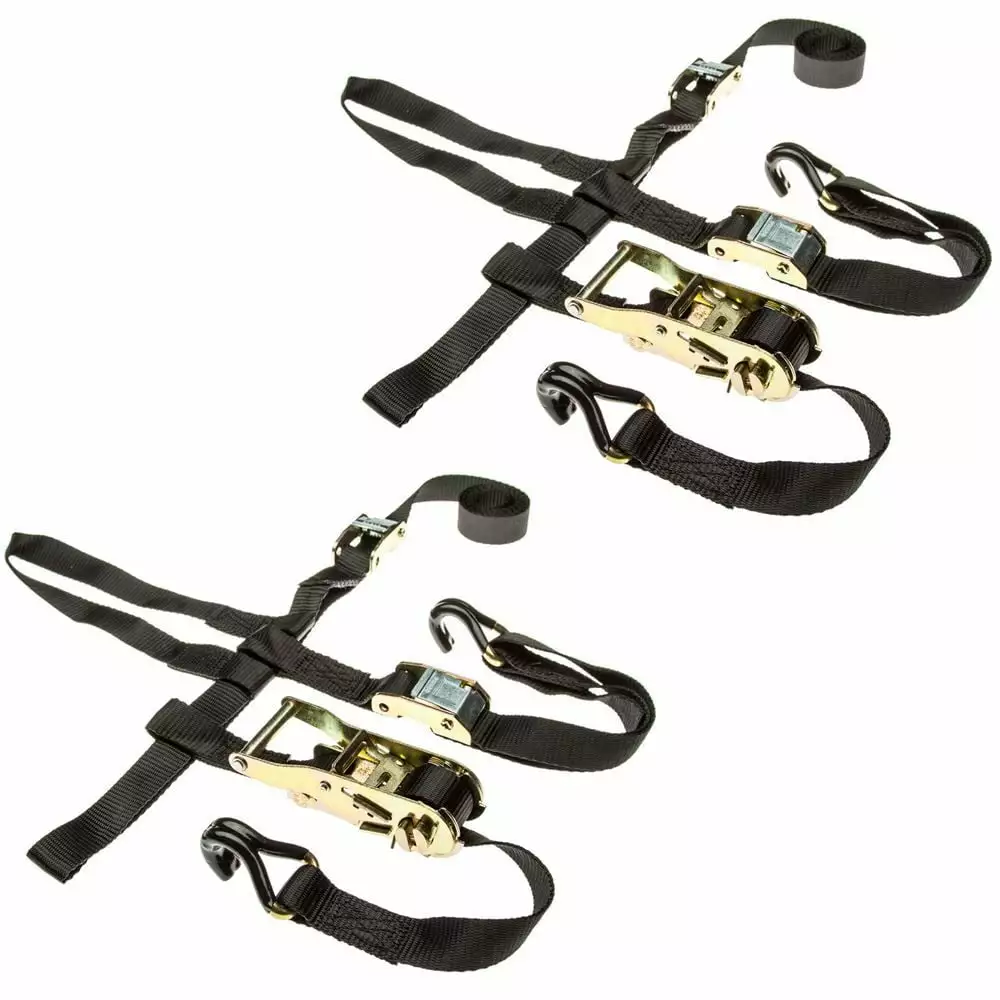 2-Pack of ATV/UTV Wheel Anchor Bonnet Ratcheting Tie-Down Straps