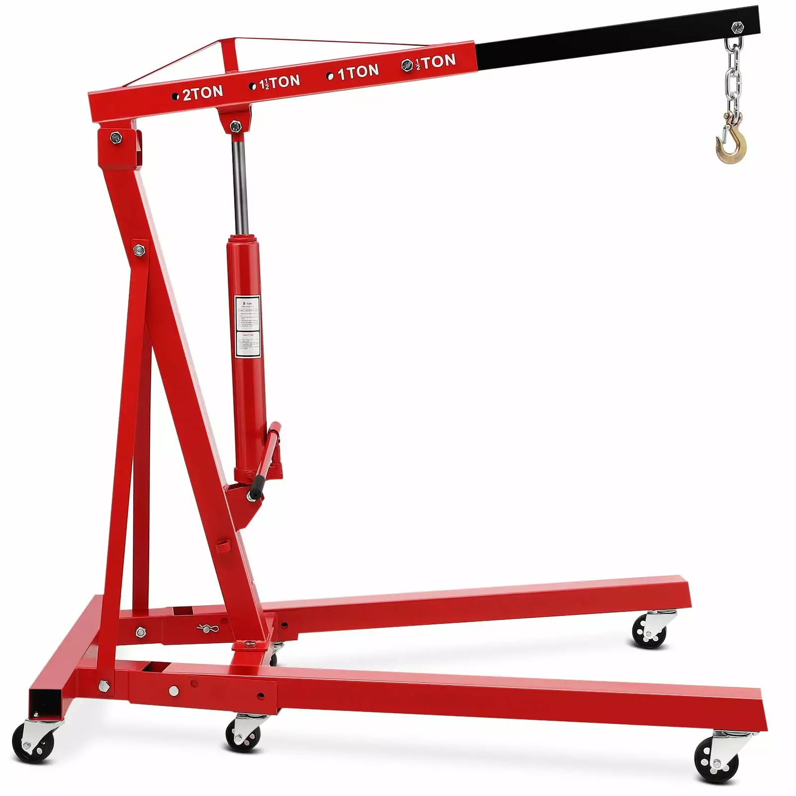 2 Ton(4000lbs) Folding Engine Hoist Cherry Picker. Shop Crane Hoist Lifter. Heavy Duty Steel with 6 Iron Caster Wheels