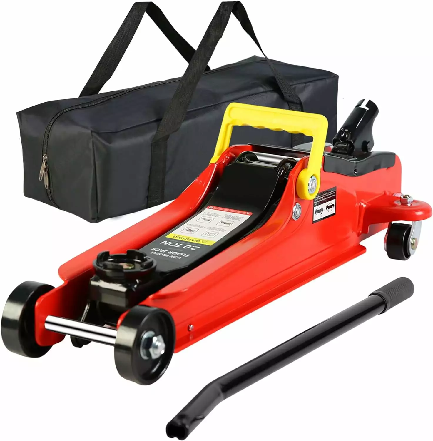 2 Ton Low Profile Floor Jack with Storage Bag. Professional Steel Racing Floor Jack with Single Piston Quick Lift Pump.Red Heavy Duty Hydraulic Floor Jack Lifting Range 3.3-15.2. 2 Ton (4.000 lb)