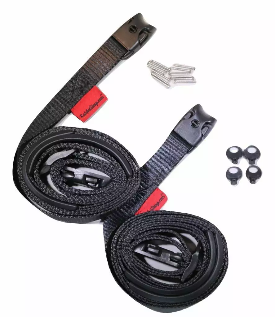 2 pc Wind Strap Kit Hot Tub Secure ACW Loc Spa Hurricane Tie Down 8 Ft | BLACK | 8ACW412P