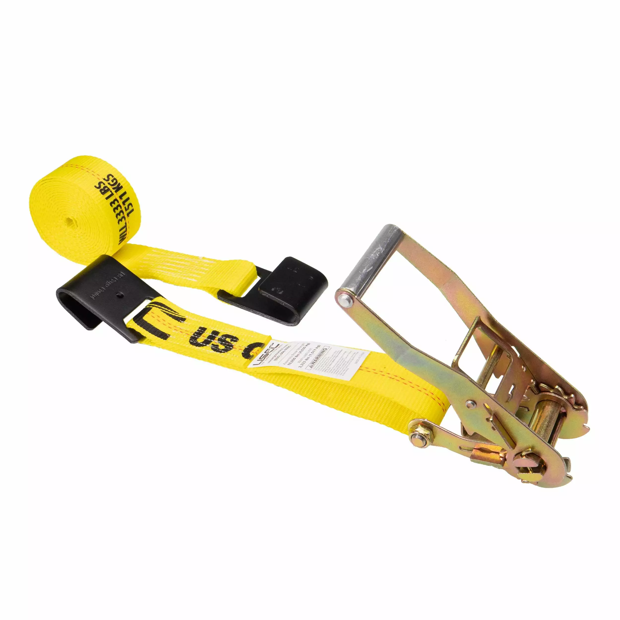 2 x 30' Yellow Ratchet Strap w/ Black Flat Hook