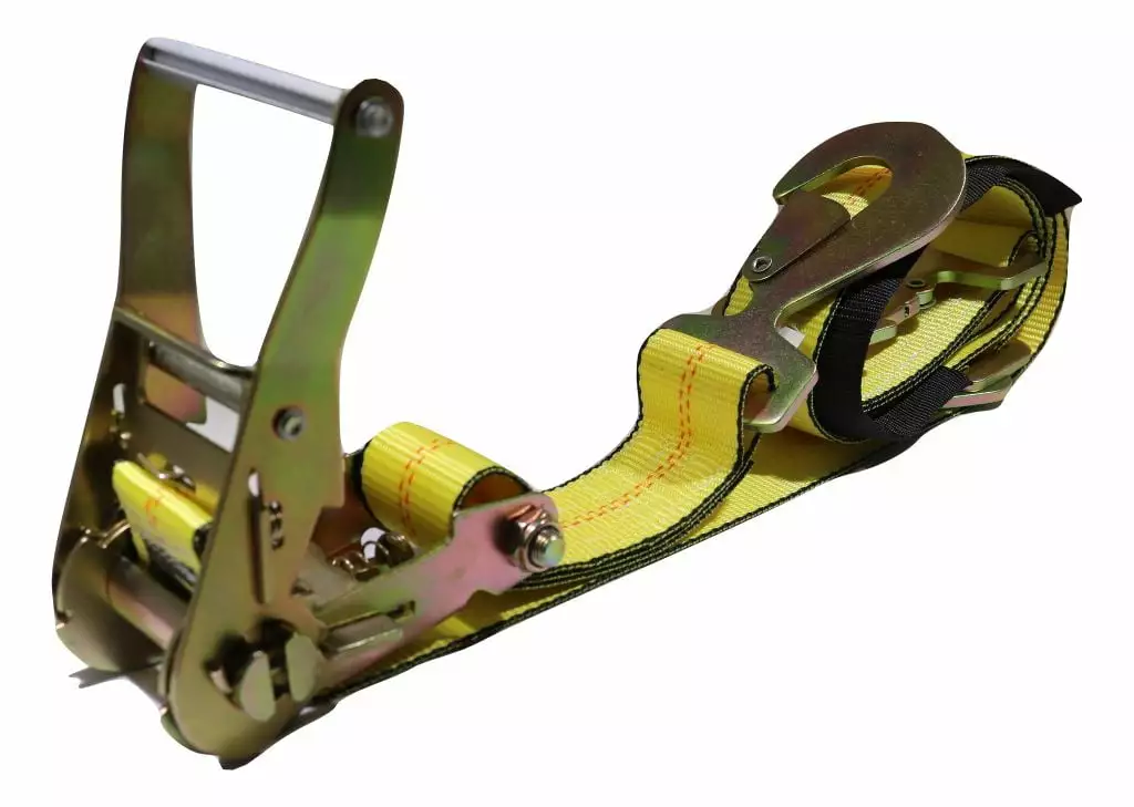 US Cargo Control. Ratchet Strap with Snap Hook. 2 Inch Wide X 27 Foot Long. 2 Inch Ratchet Strap. Yellow Ratchet Strap. Ratchet Strap Snap Hook. Ratchet Strap with Locking Hook to Secure Cargo