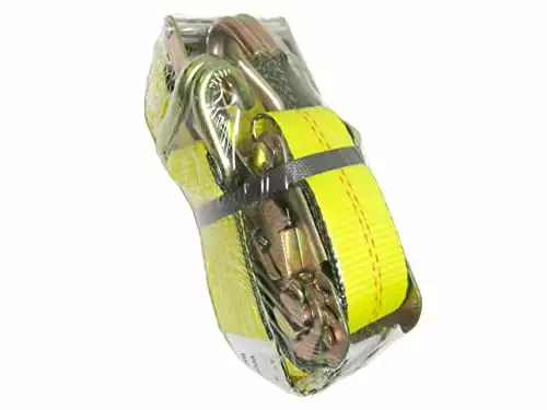 2 x 8' Ratchet Tie Down Strap with Wire J Finger Hook for Cargo Control | Trailer & ATV | Off-Road Utility | Professional Quality