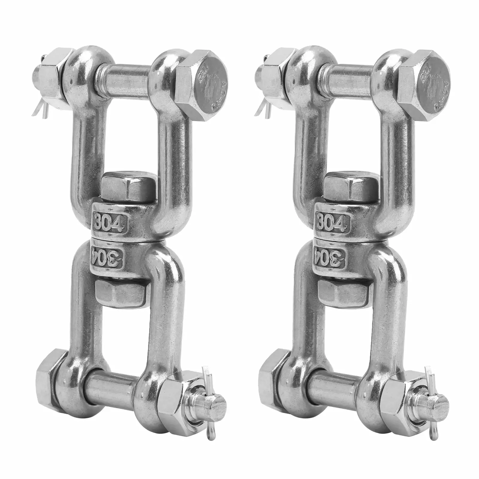 2024 2Pcs Anchor Swivel Shackle 304 Stainless Steel Rotating Ring Connector with Insurance M10 g