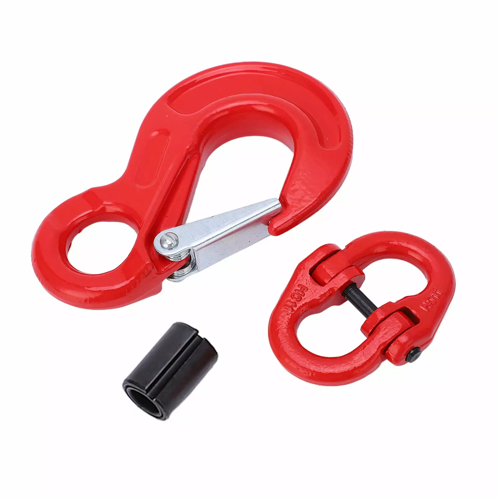 2024 3.15 Tons Lifting Hook with Latch Eye Sling Hook Double Ring Buckle Set Crane Hoisting Hardware