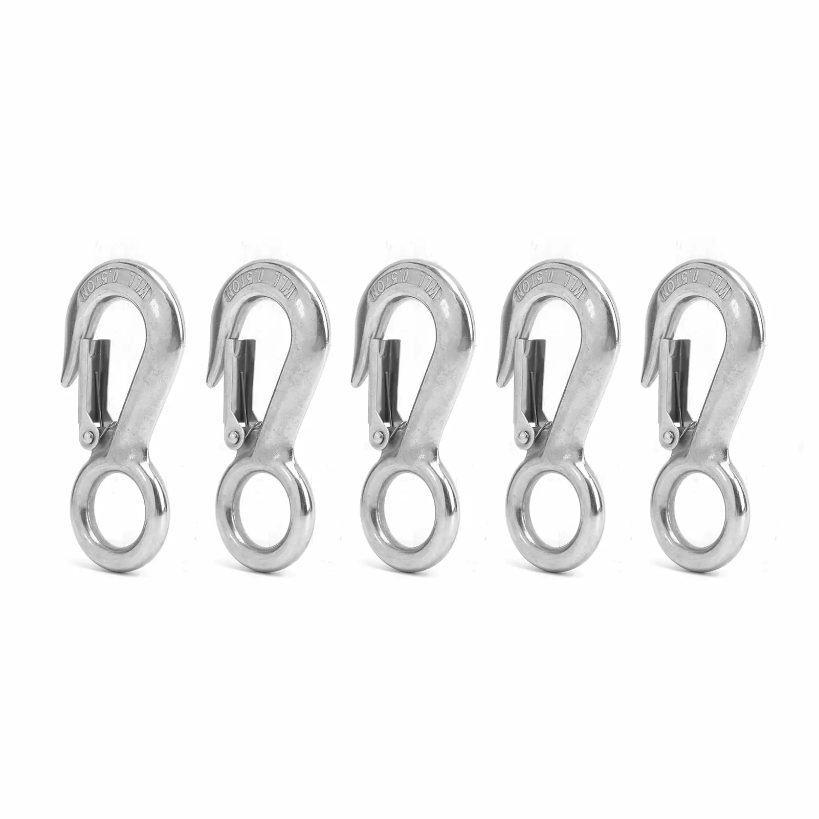 2024 .5Pcs Stainless Steel Big Eye Snap Latched Hoist Crane Hook AntiShedding Lifting Hooks