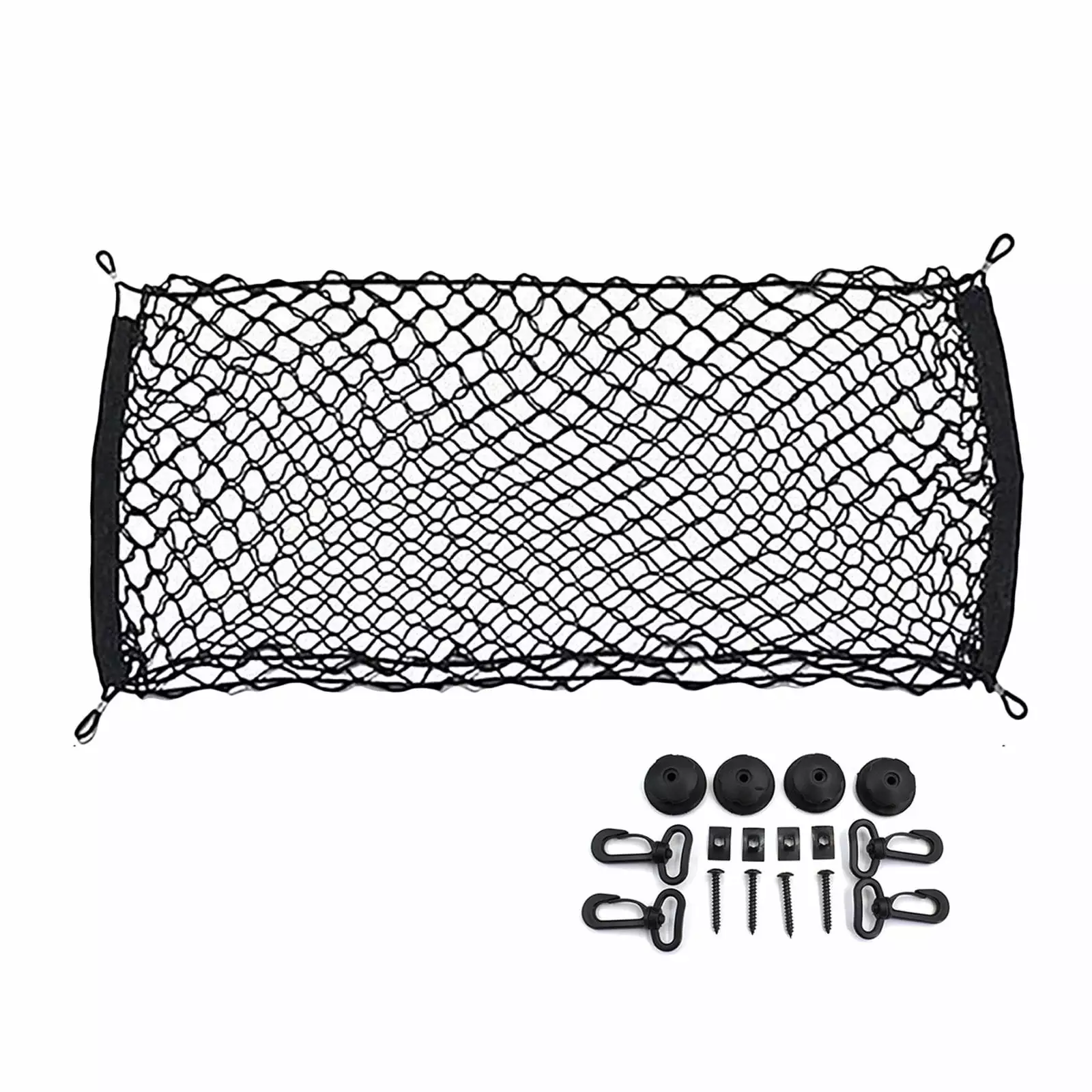 Fairnull Car Rear Cargo Net Large Capacity Elastic Pre-drill Hole Screw Mounted Universal Automotive Trunk Organizer Mesh Car Accessories