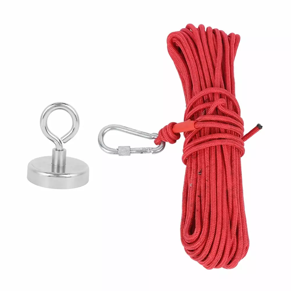 2024 Magnetic Hook Fishing Magnet River Hunting Single Ring Anti Rust 362lbs N35 20 Meter Red Rope