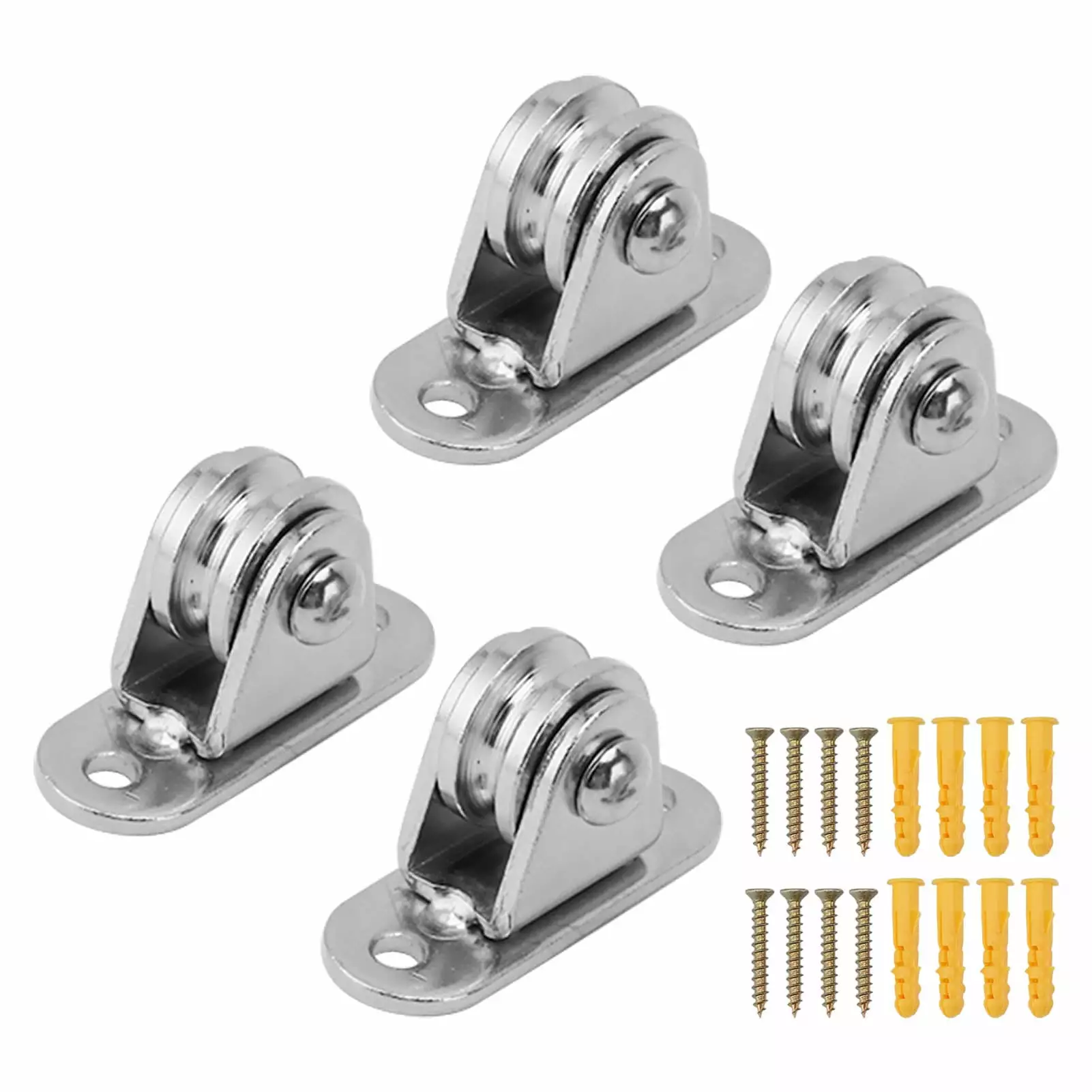 2024 Small Pulley Block Stainless Steel Silent Pulley Roller Wall Mounted Fixed Pulley for DIY Equipment Wire Rope Rail Sliding Gate 4PCS