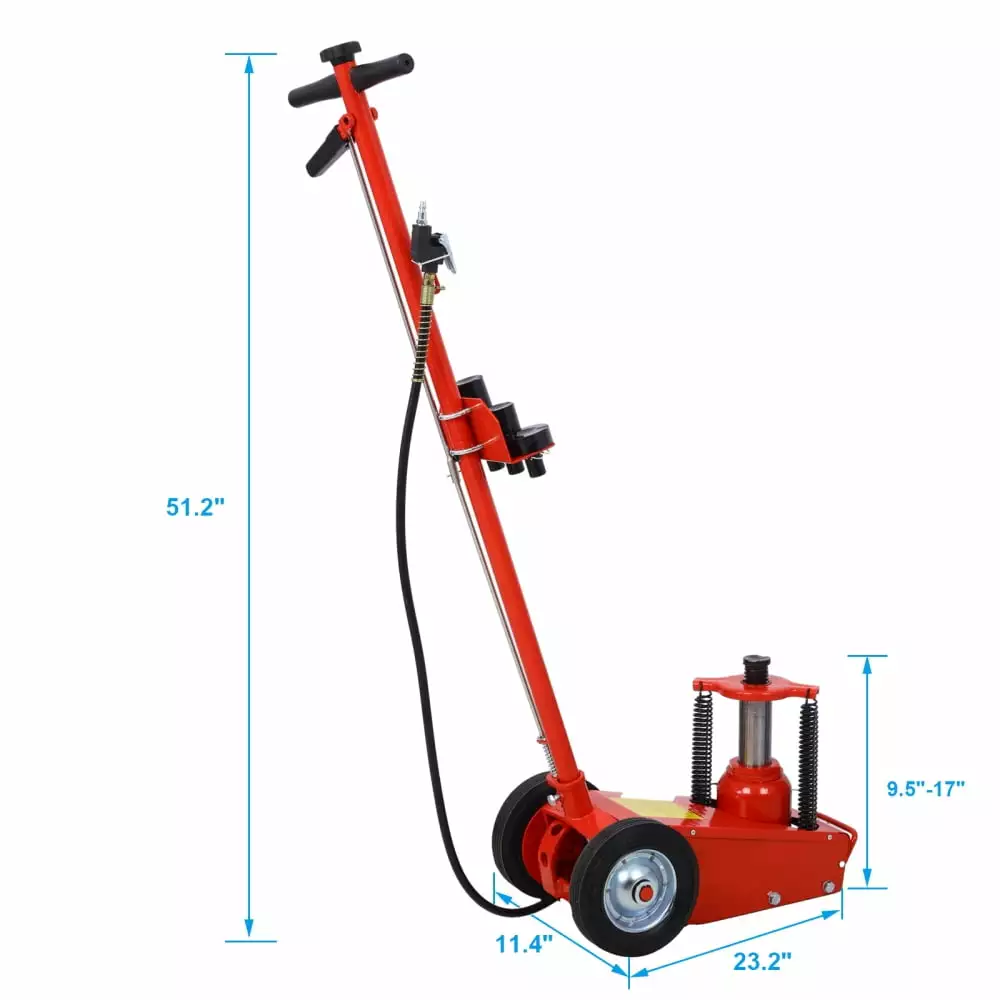 22 Ton Pneumatic Floor Jack. 44000 Lbs Capacity Quick Lift Air-Operated Bottle Jack with Wheels