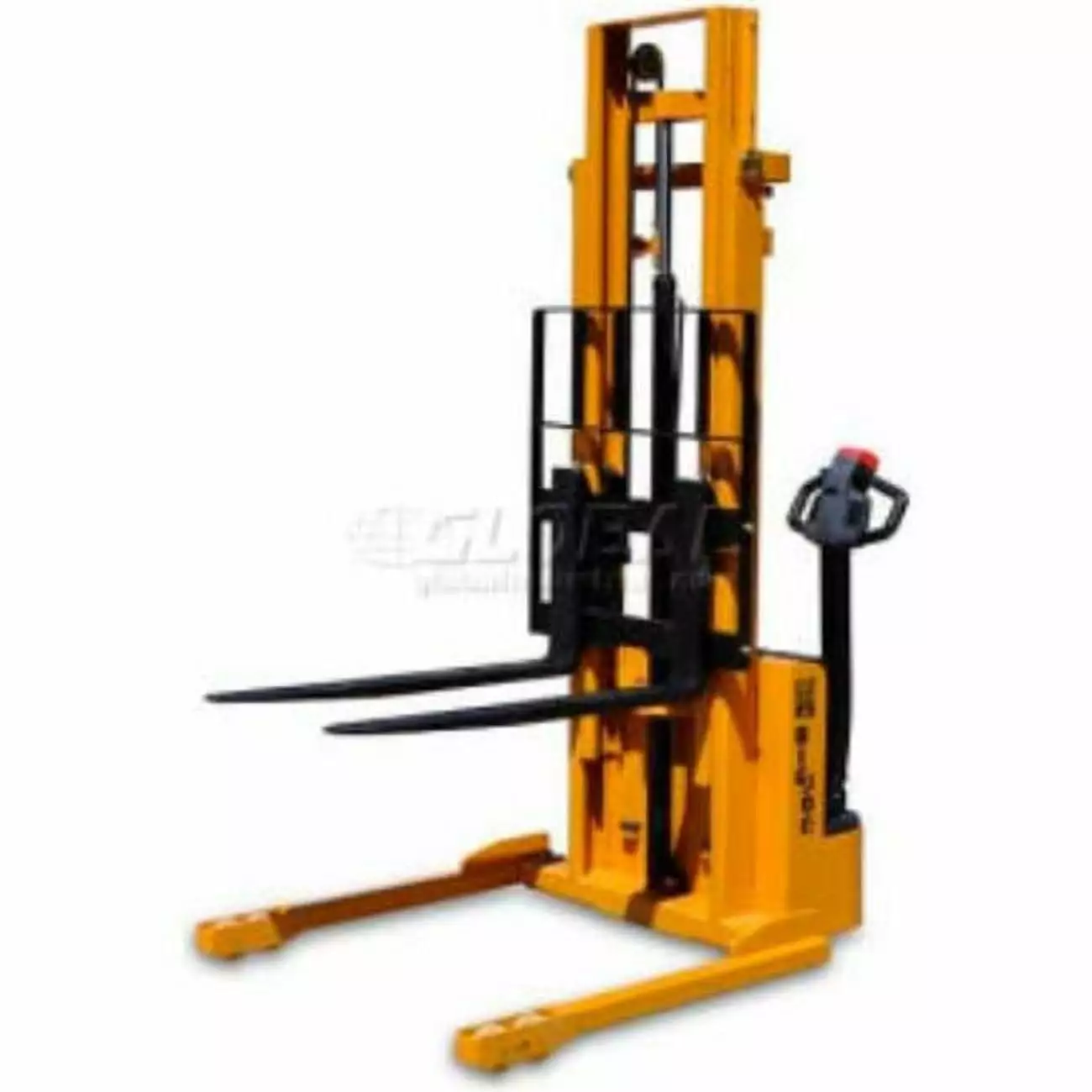 2200 lbs S22 Fully Powered Straddle Stacker with 116 in. Lift Forks Inside