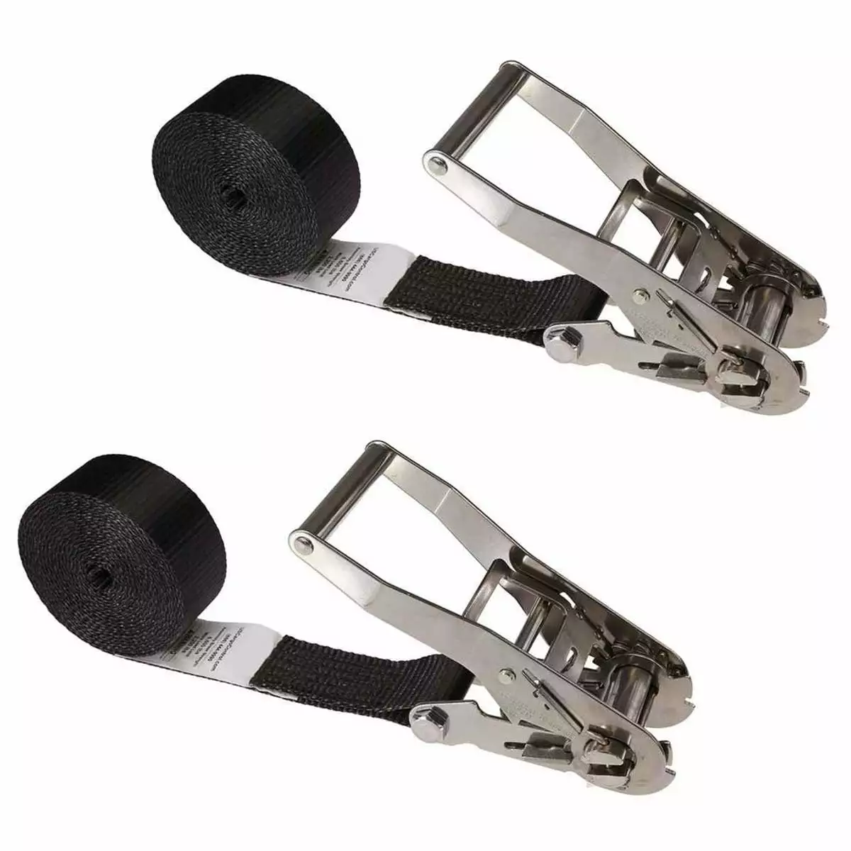 2 x 15' Black Stainless Steel Endless Ratchet Strap - 2 Pack