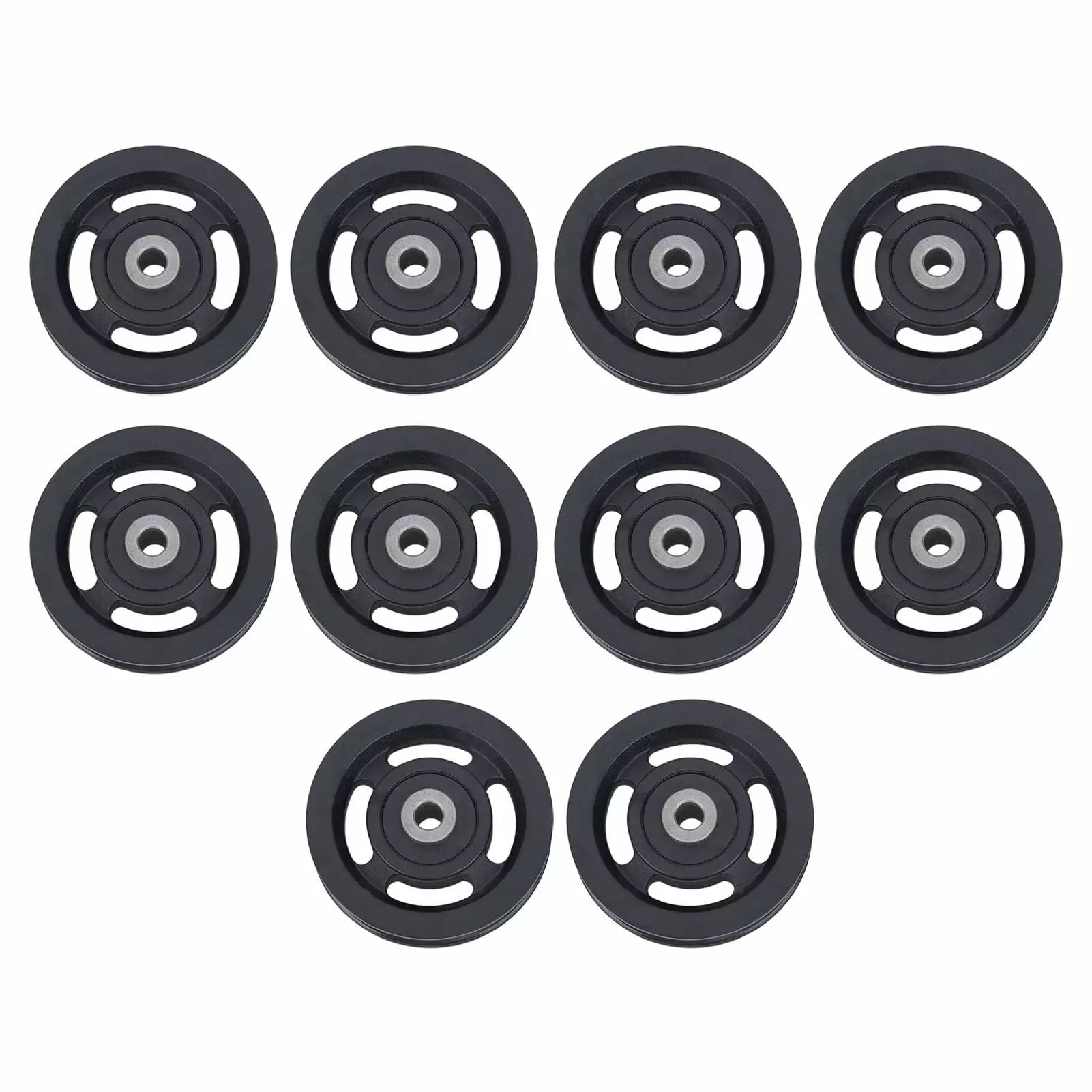 (2Pack) 10 PCS Universal Bearing Pulley Wheel Nylon Black Wearable Abration Bearing Pulley Wheel for Gym Equipment Cable Machine