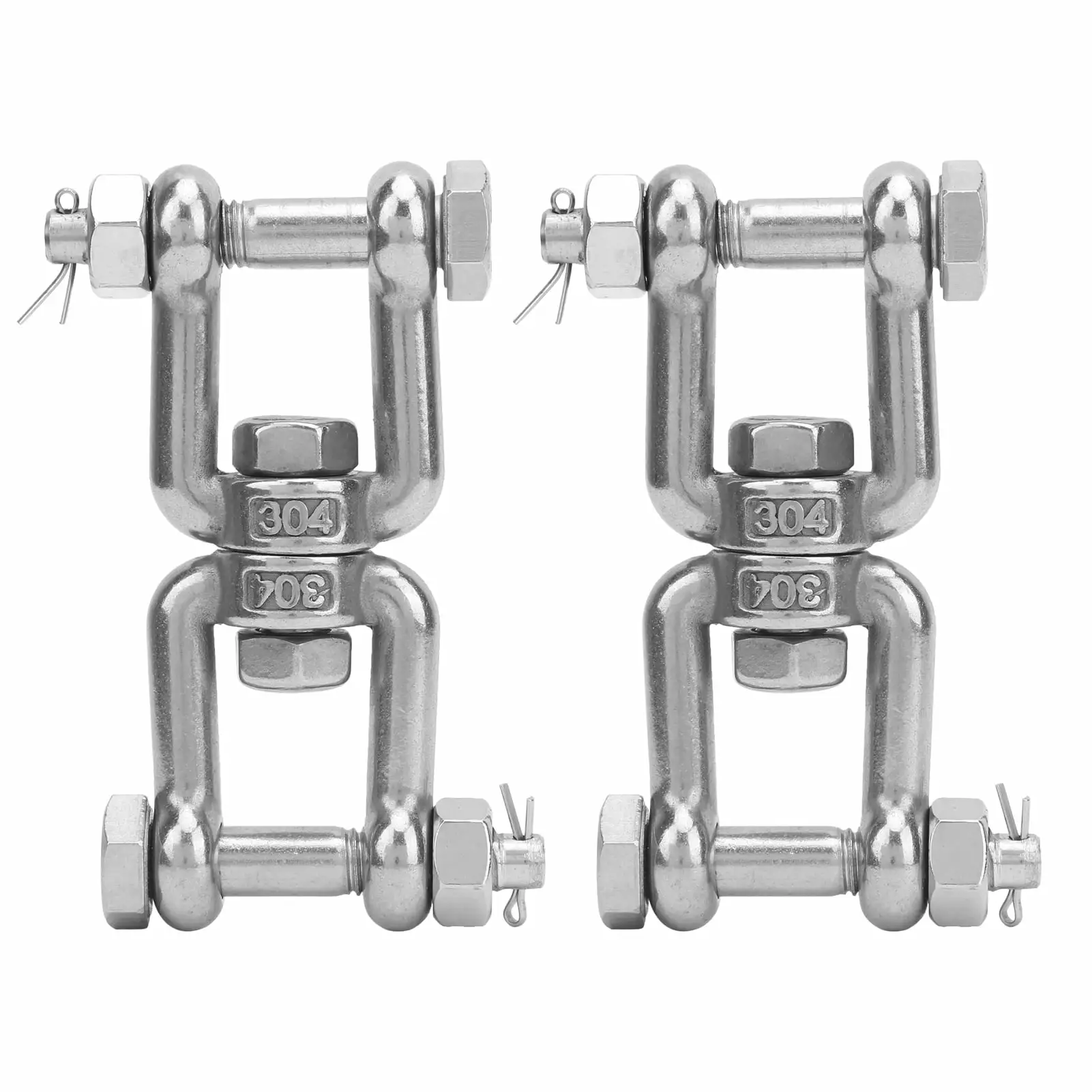 (2Pack) 2Pcs Anchor Swivel Shackle 304 Stainless Steel Rotating Ring Connector with Insurance M10