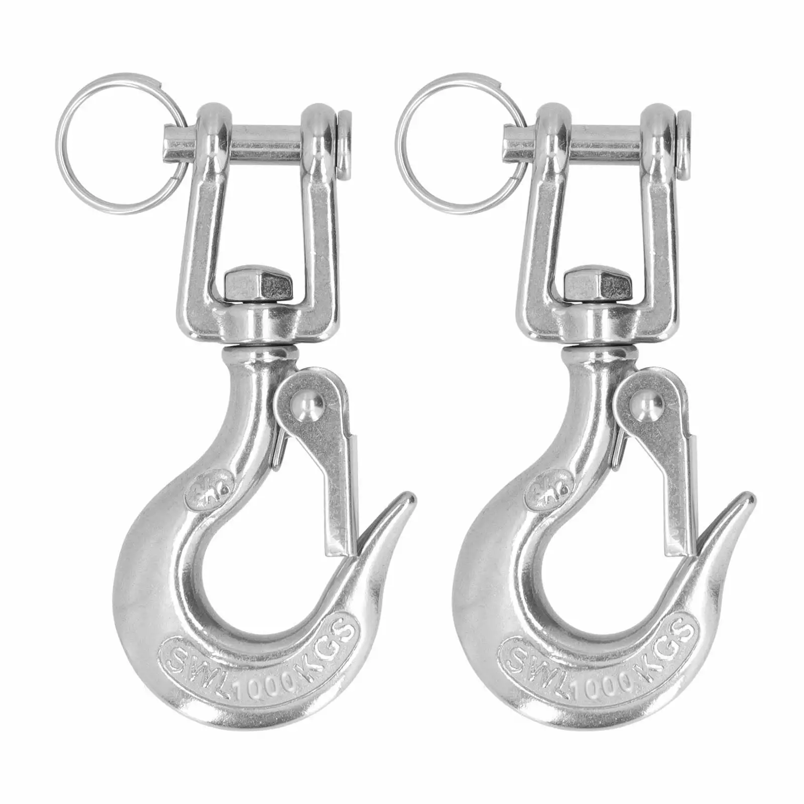 (2Pack) 2Pcs Lifting Clevis Chain Hook 304 Stainless Steel Rigging Accessory with Safety Latch(3/81000kg )