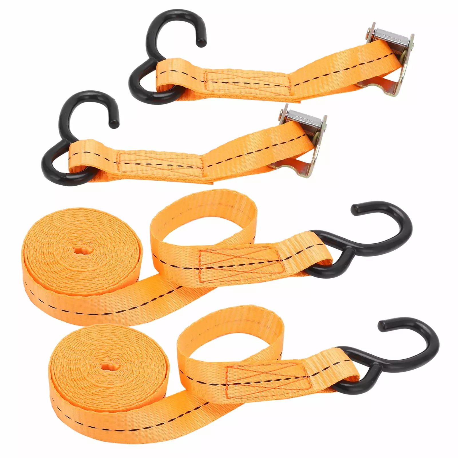 (2Pack) 2Pcs TieDown Ratchet Strap with SHook for Cargo Binding Polyester Fabrics Binding Strap(3m/9.8ft )