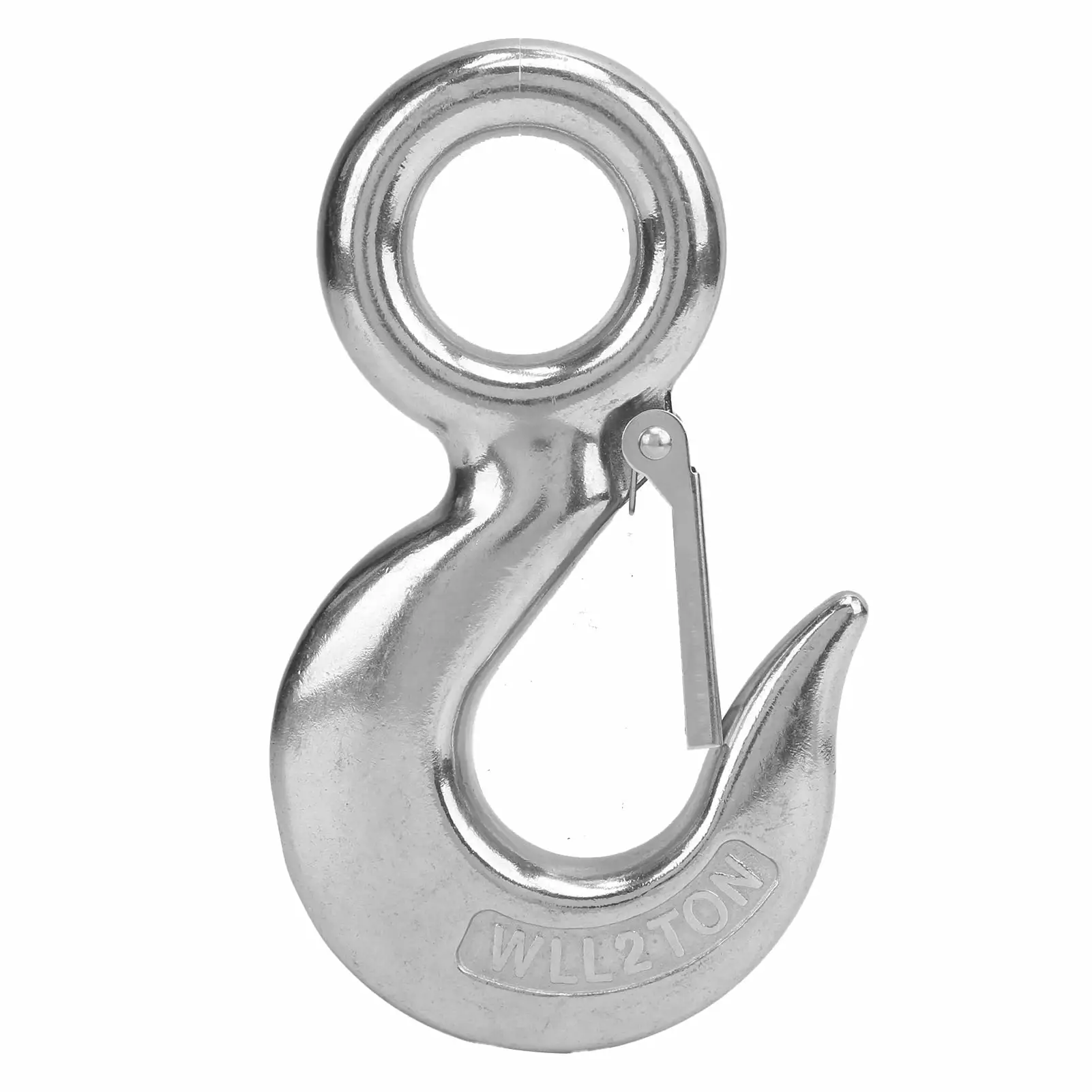 (2Pack) Eye Slip Hook with Safety Latch Stainless Steel Marine Lifting Eye Hoist Sling Hook2T