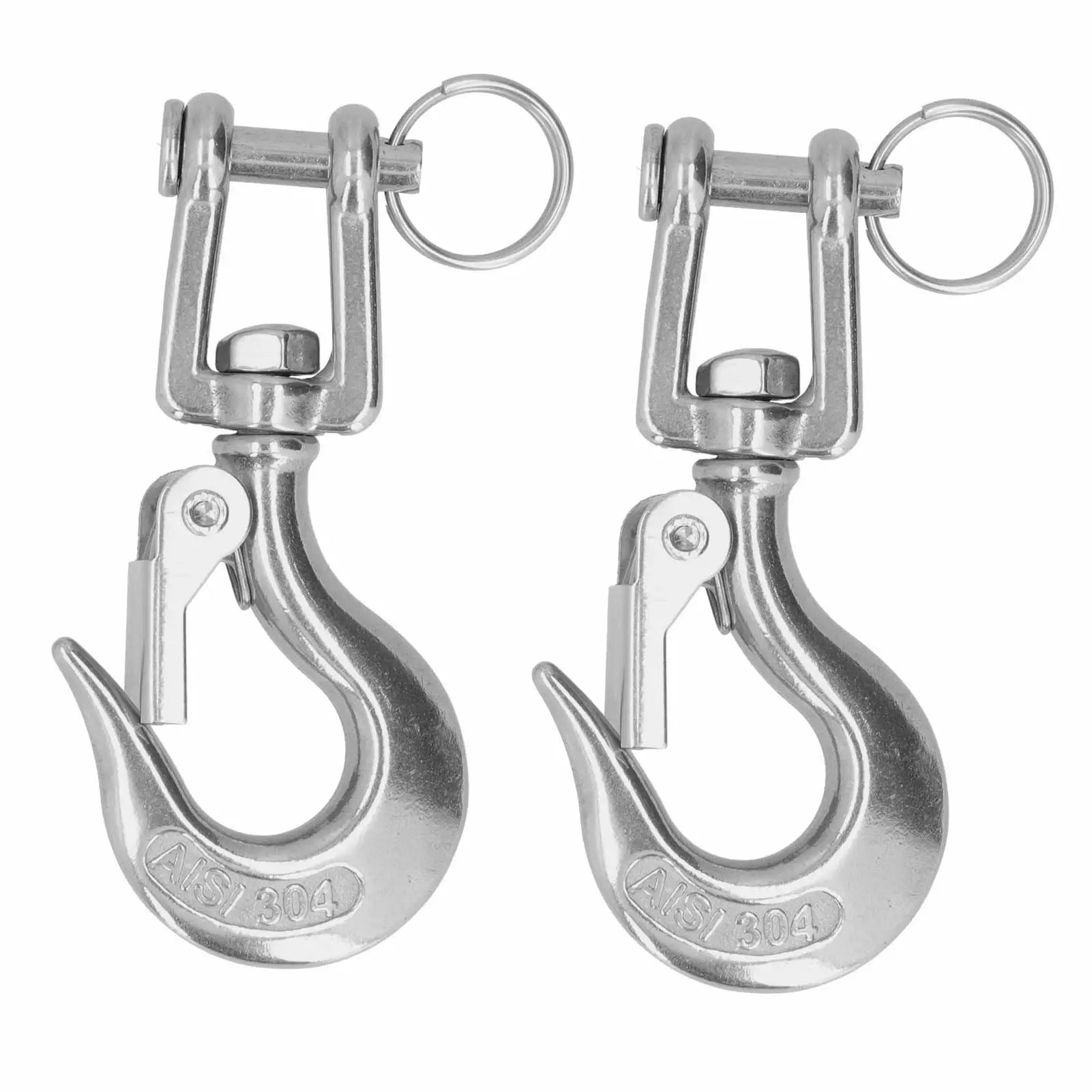 2Pcs Lifting Clevis Chain Hook 304 Stainless Steel Rigging Accessory with Safety Latch(1/21500kg ).Half price sale