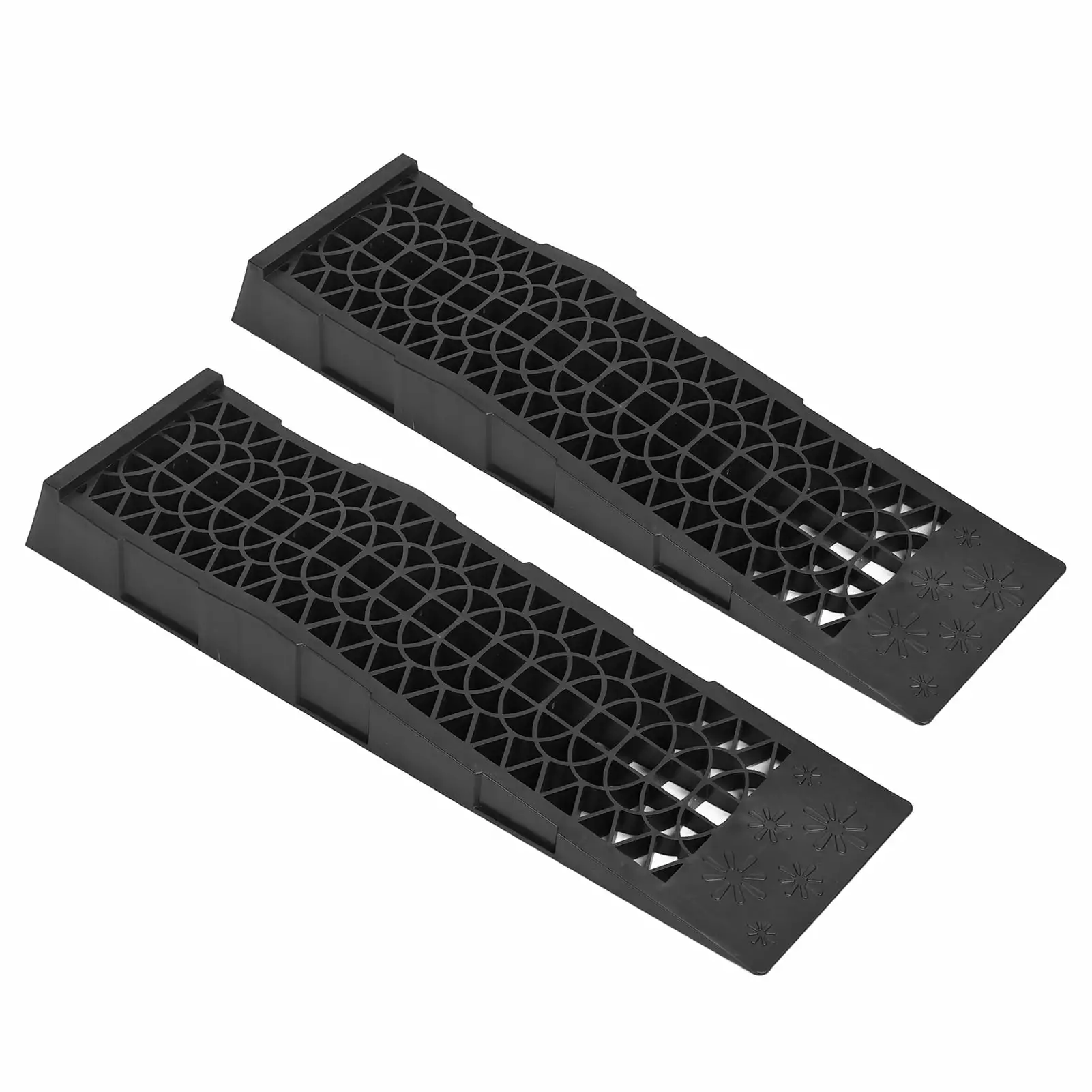 2pcs 4.400lbs Capacity Low Profile Car Ramps Plastic Automotive Ramp for Oil Change Maintenance Black