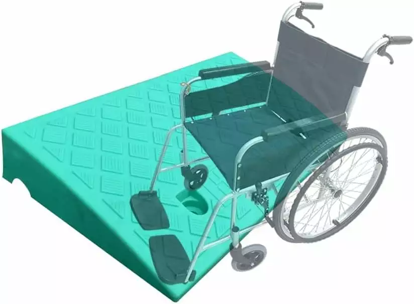 3 4 5 Rise Threshold Ramp. Rubber Entry Ramp. Non-Slip Driveway Curb Ramp. Wheelchair Ramps for Doorways. Entryway. Steps. Garage (Color : Green. Size : 3.5in/9cm)