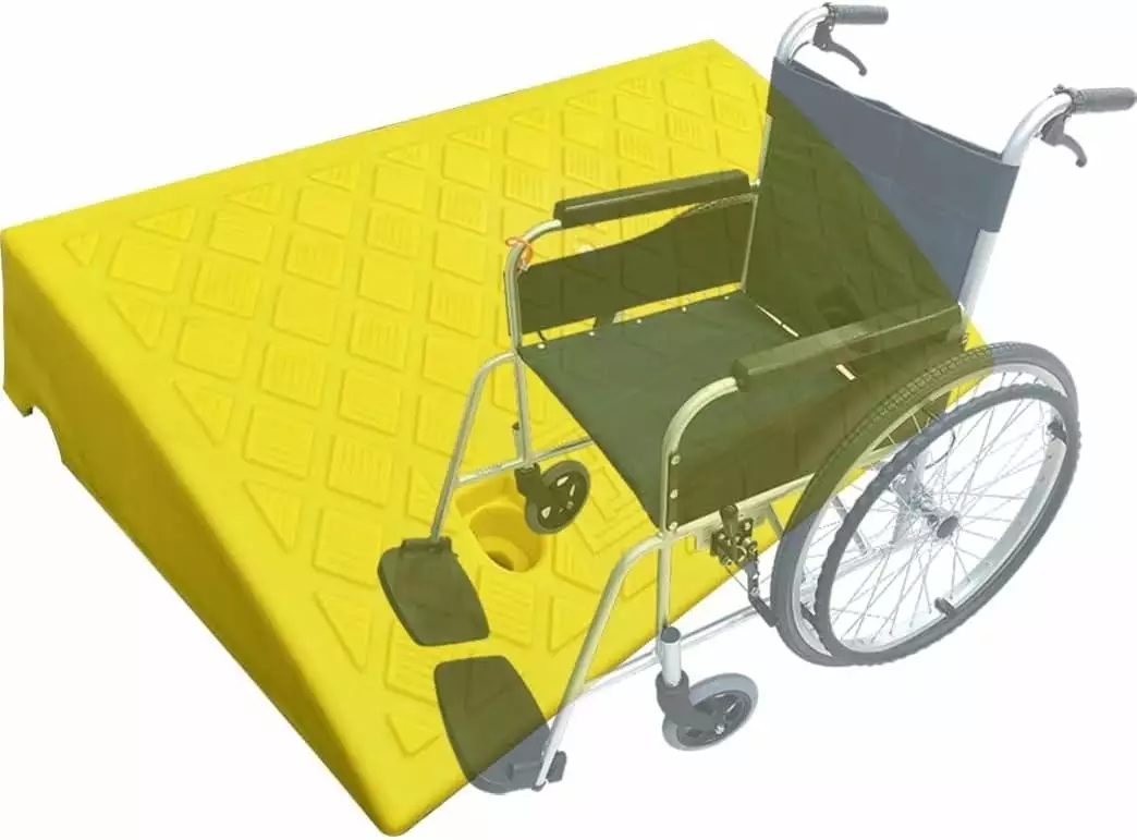 3 4 5 Rise Threshold Ramp. Rubber Entry Ramp. Non-Slip Driveway Curb Ramp. Wheelchair Ramps for Doorways. Entryway. Steps. Garage (Color : Yellow. Size : 3.5in/9cm)