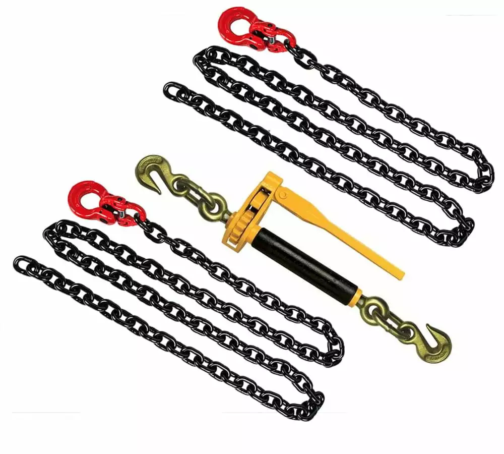 3/8 x 8' Front Axle Tie Down Kit Chain with Omega Link G80 Wrecker Tow Truck 7100 WLL